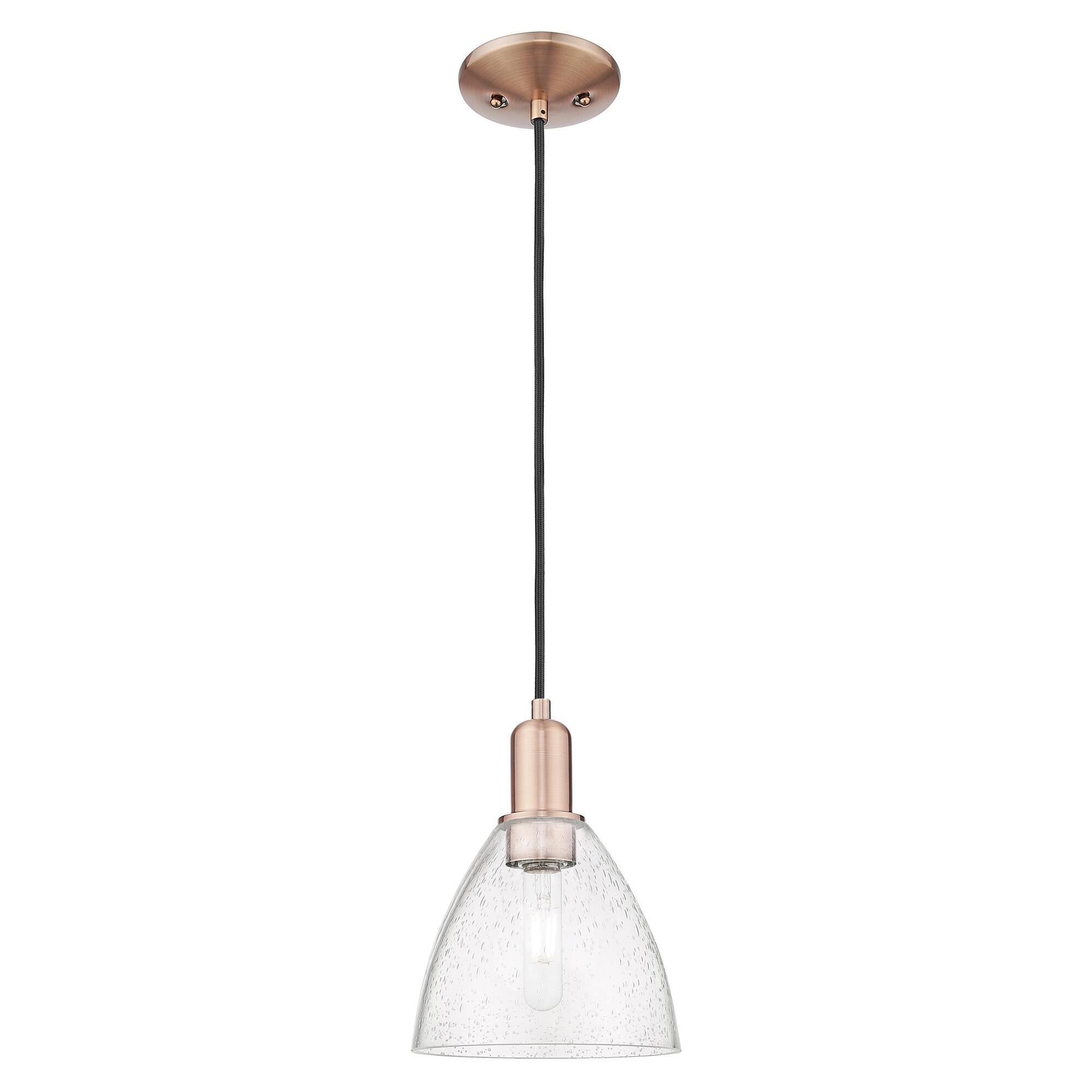 Shown in Antique Copper finish and Seedy glass