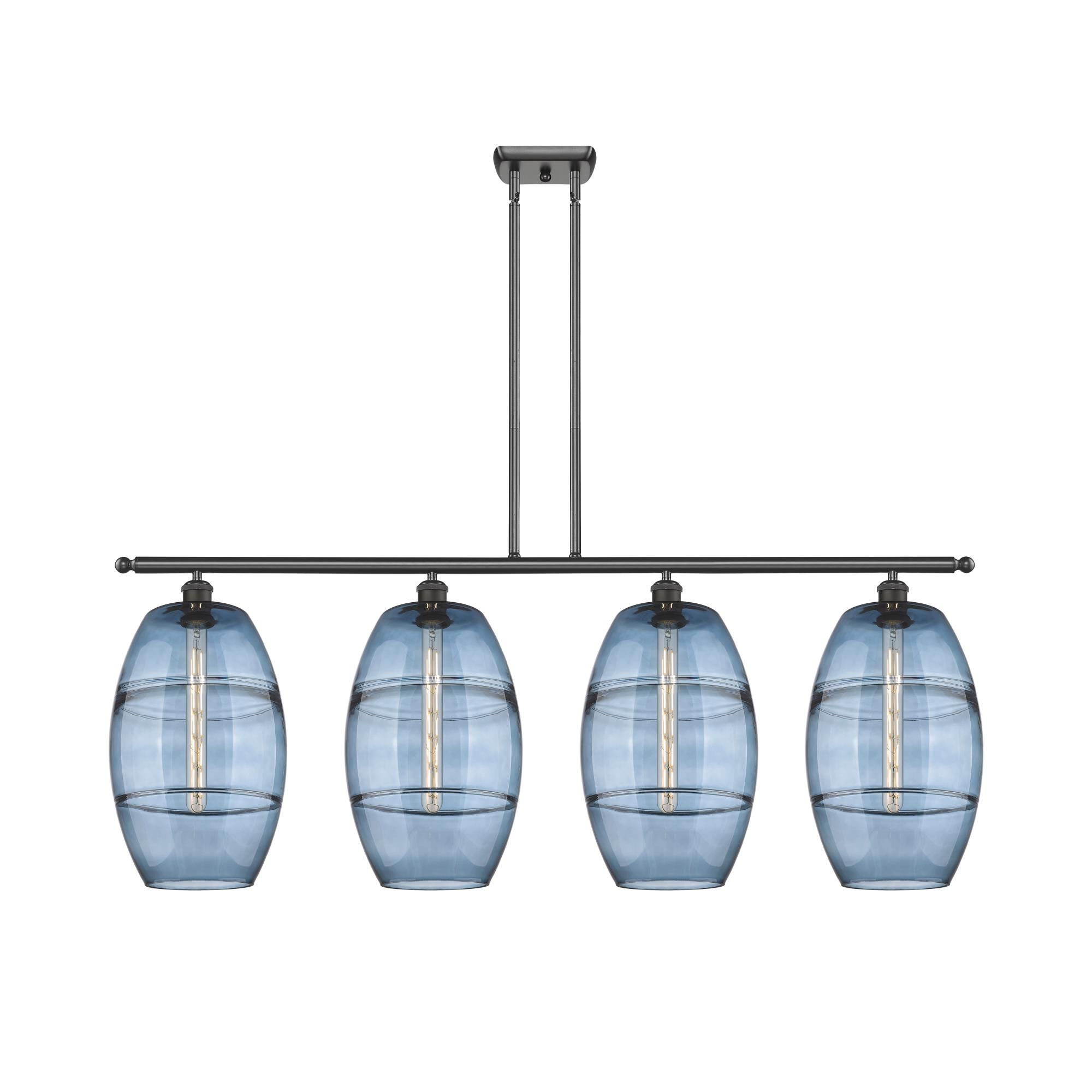 Shown in Oil Rubbed Bronze finish and Princess Blue glass