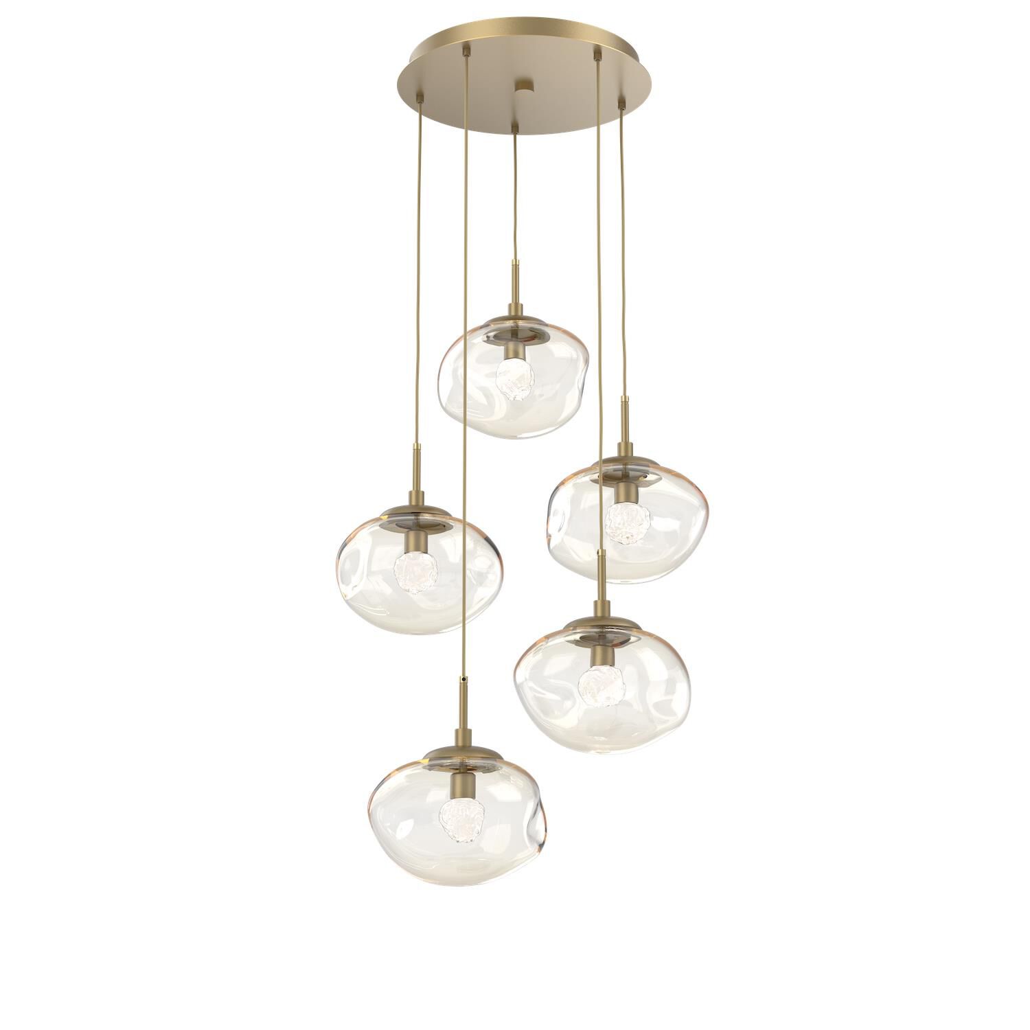 Shown in Gilded Brass finish and Floret Inner Amber Outer glass