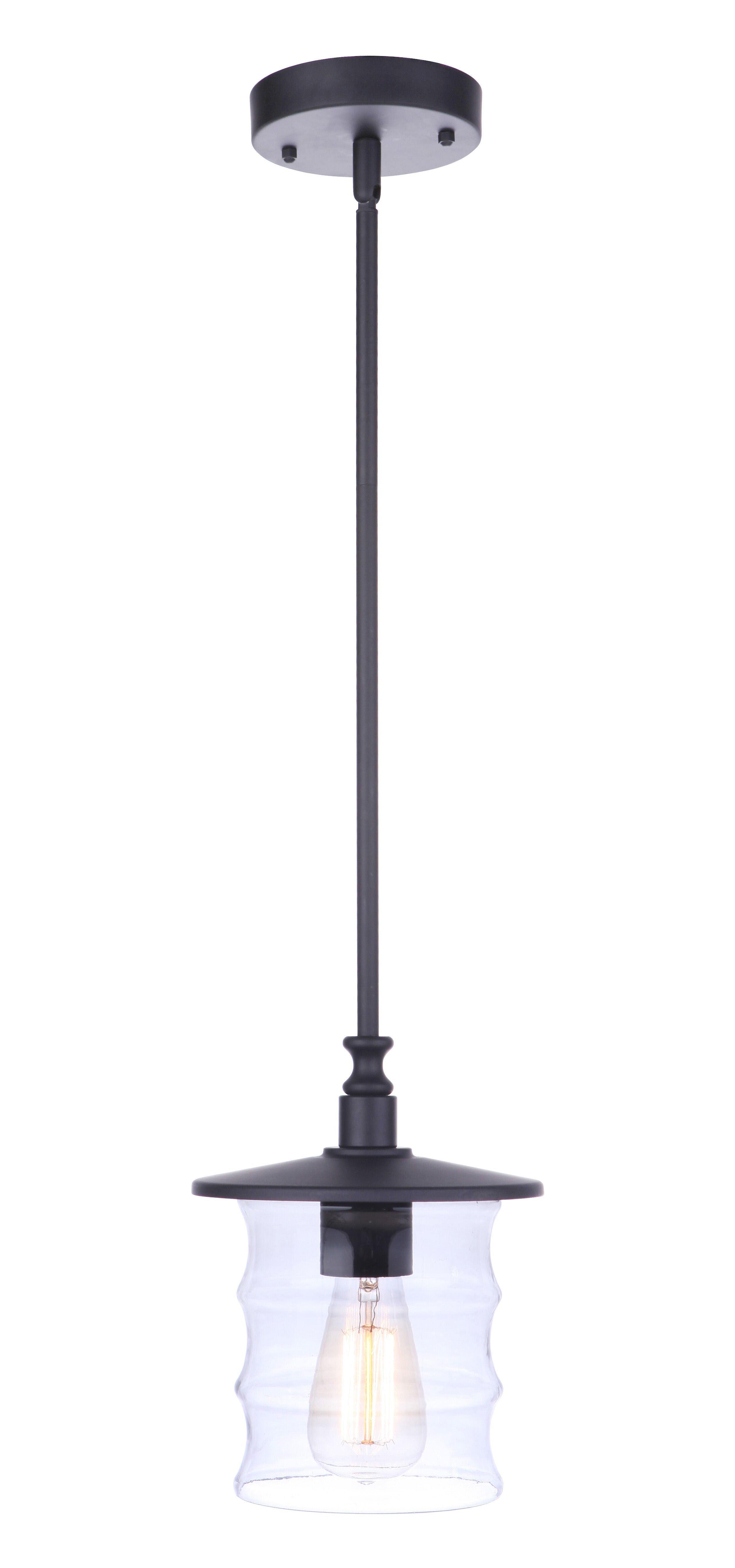 Shown in Midnight finish and Clear glass and Glass shade