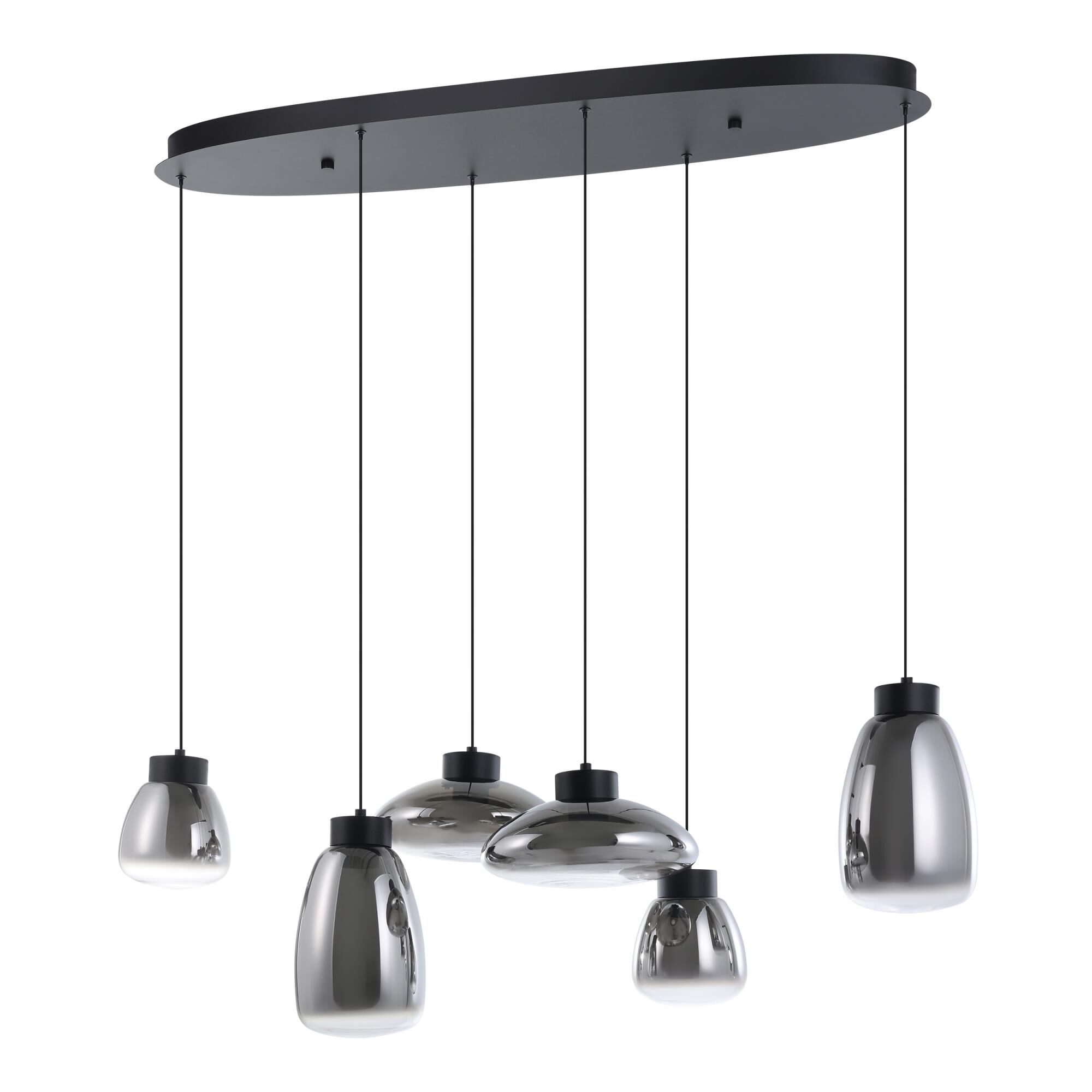 Shown in Black finish and Chrome Smoked glass