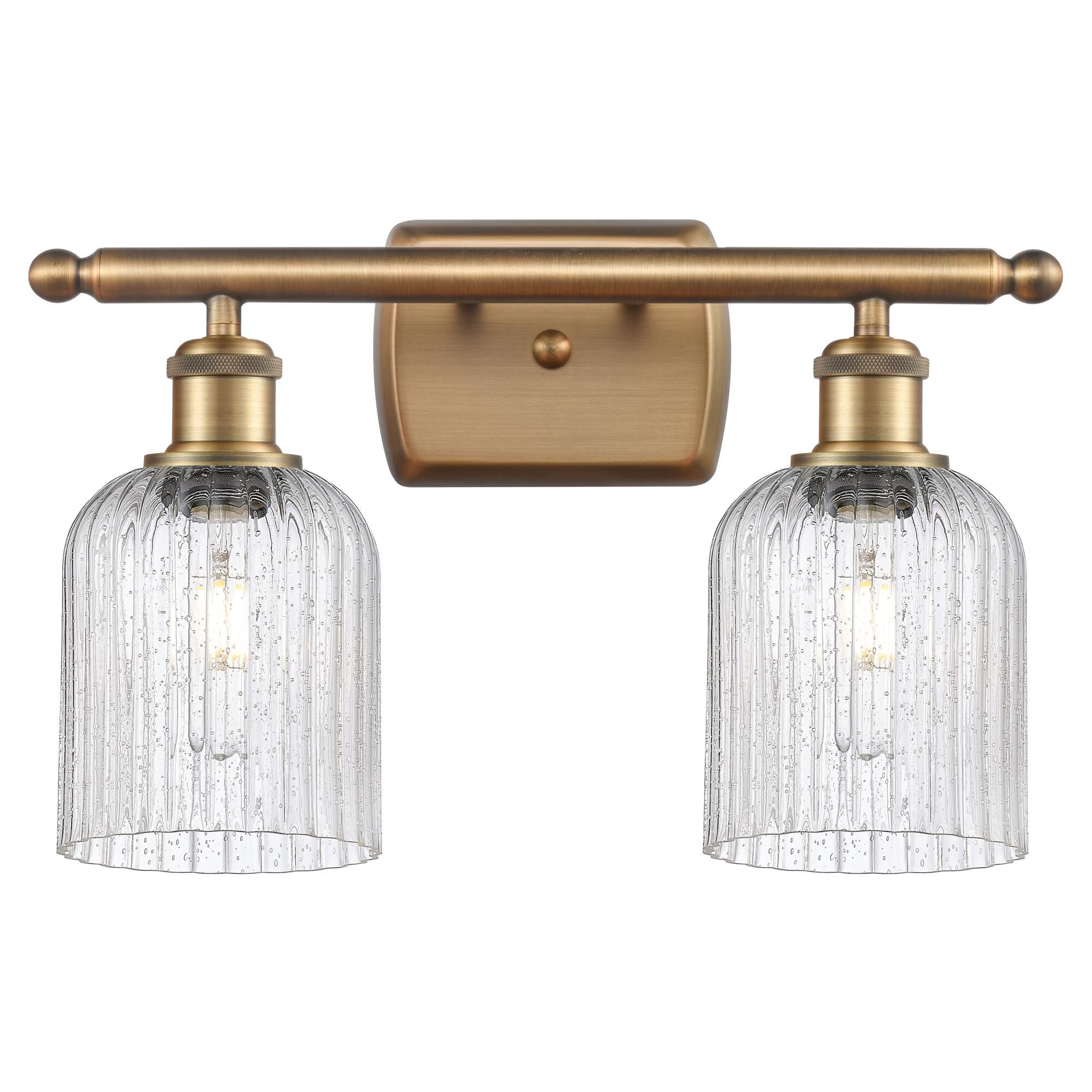 Shown in Brushed Brass finish and Seedy shade