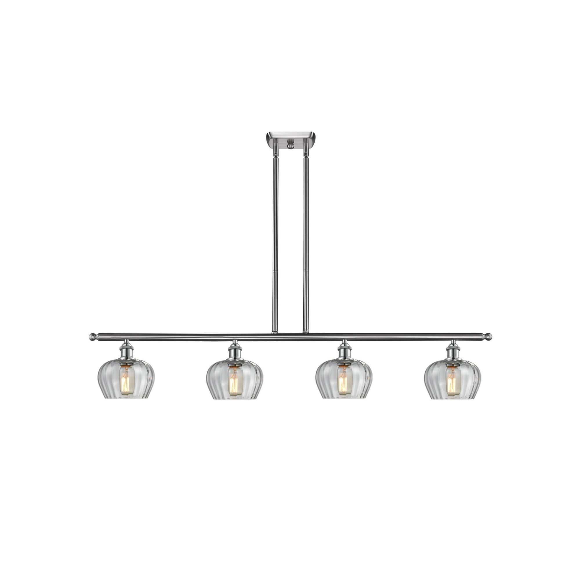 Shown in Brushed Satin Nickel finish and Clear Fluted glass