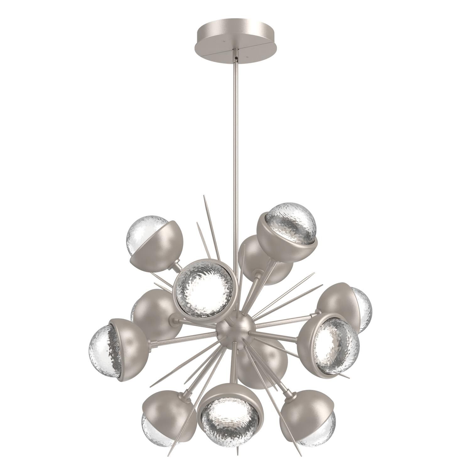 Shown in Beige Silver finish and Clear glass and Metal Shade Matching Finish accent