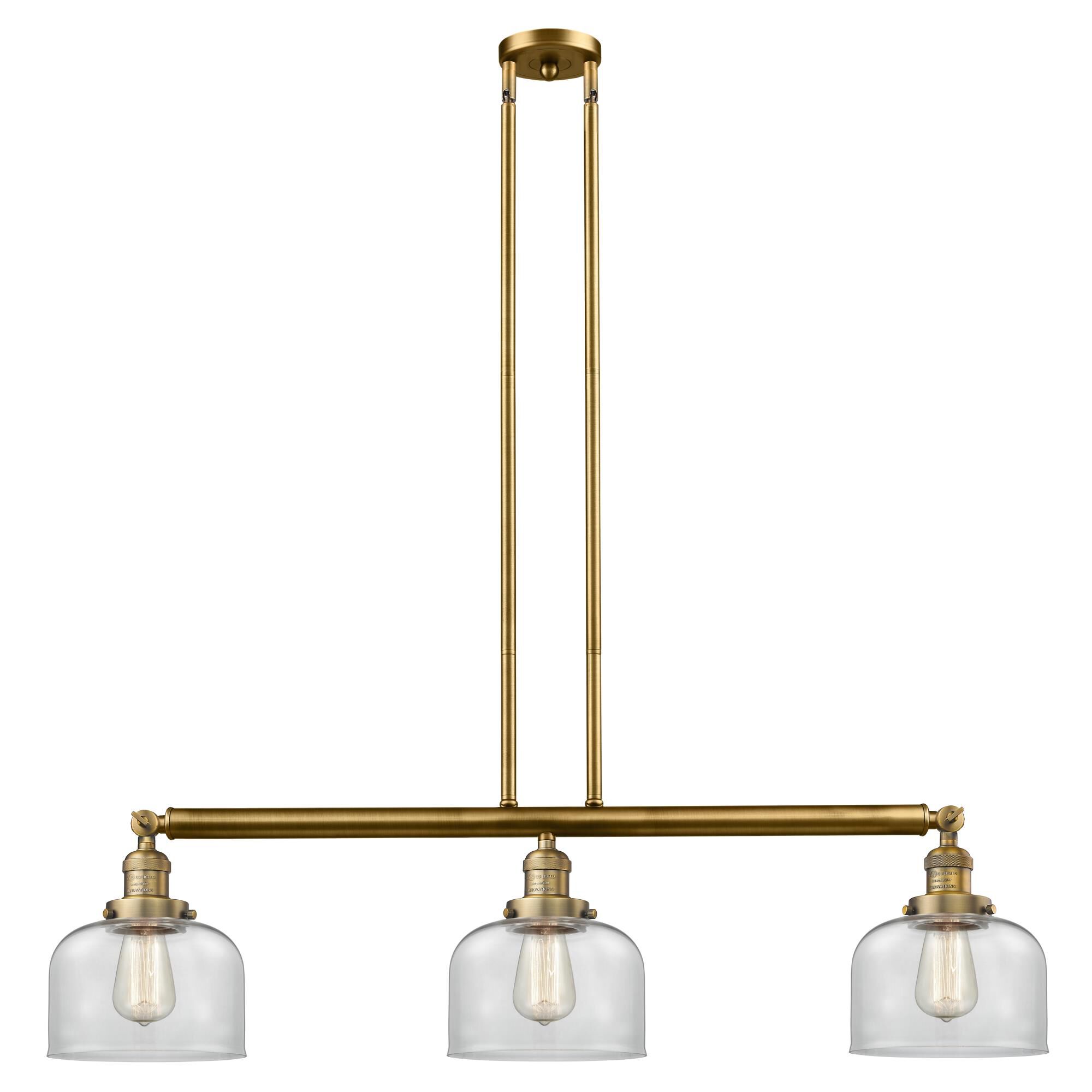 Shown in Brushed Brass finish and Clear glass