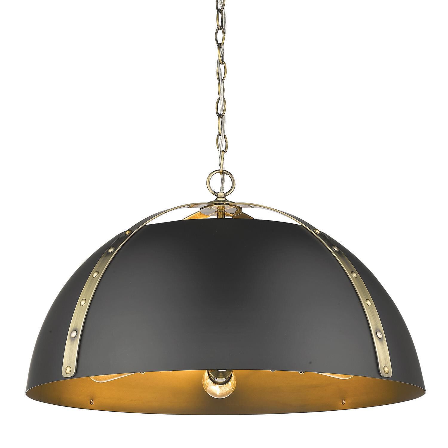 Shown in Aged Brass finish and Matte Black glass and Matte Black shade