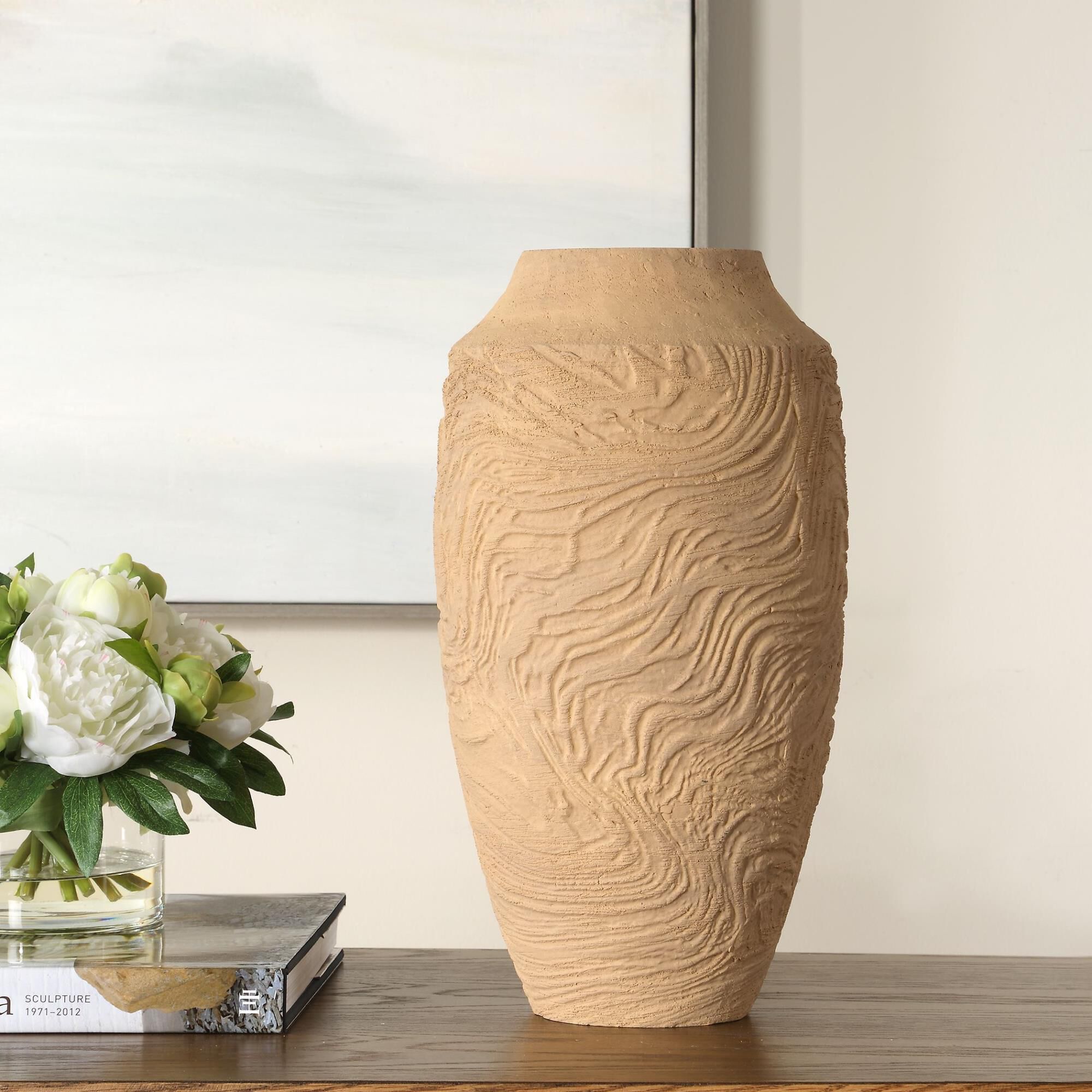 Carolyn Kinder Sandstone Flow 16 Inch Vase-Urn by Uttermost