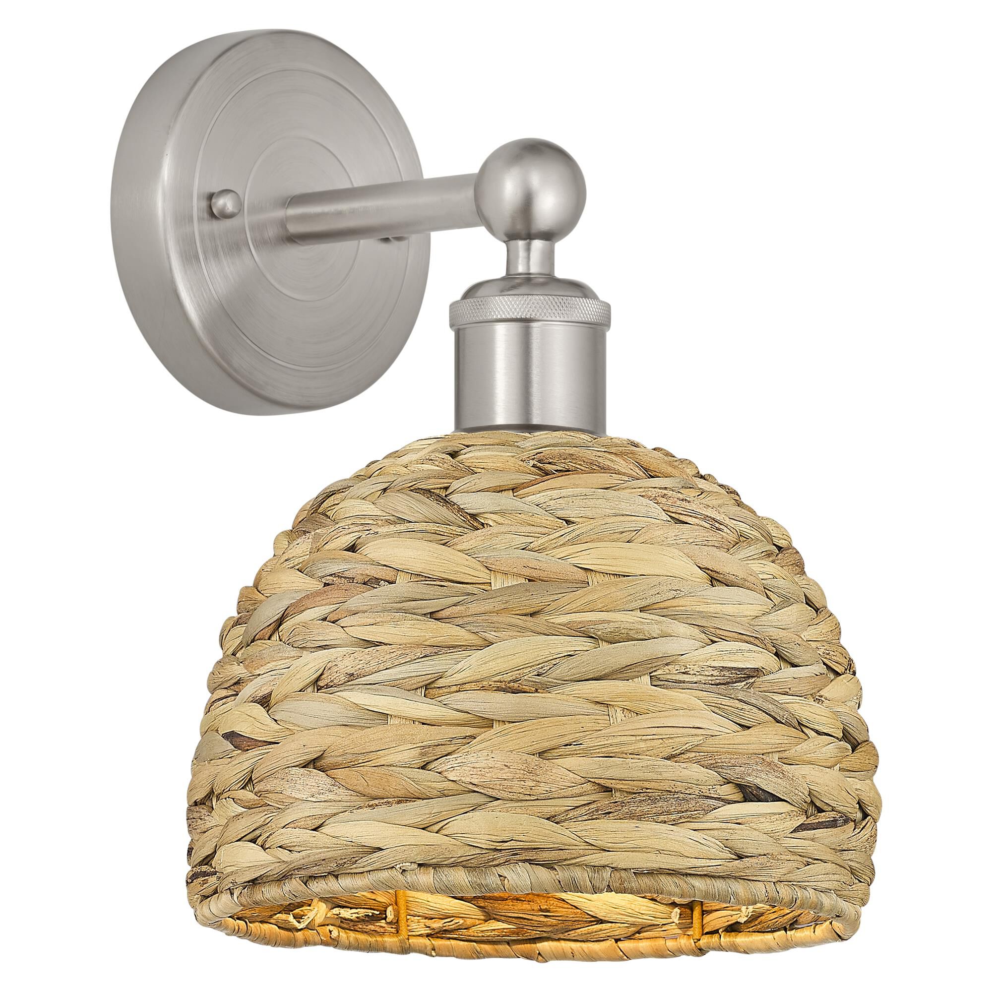 Shown in Brushed Satin Nickel finish and Natural shade