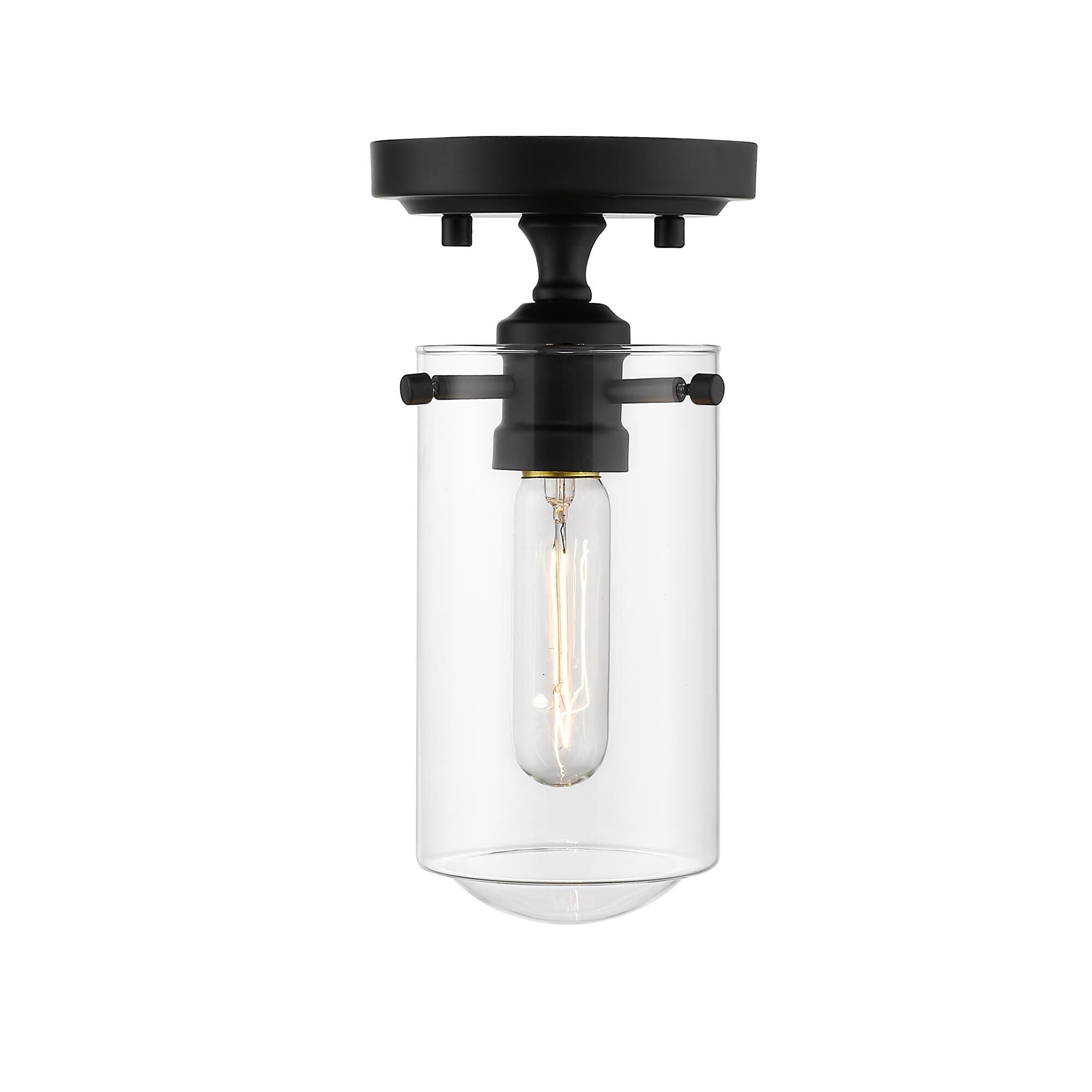 Shown in Matte Black finish and Glass shade