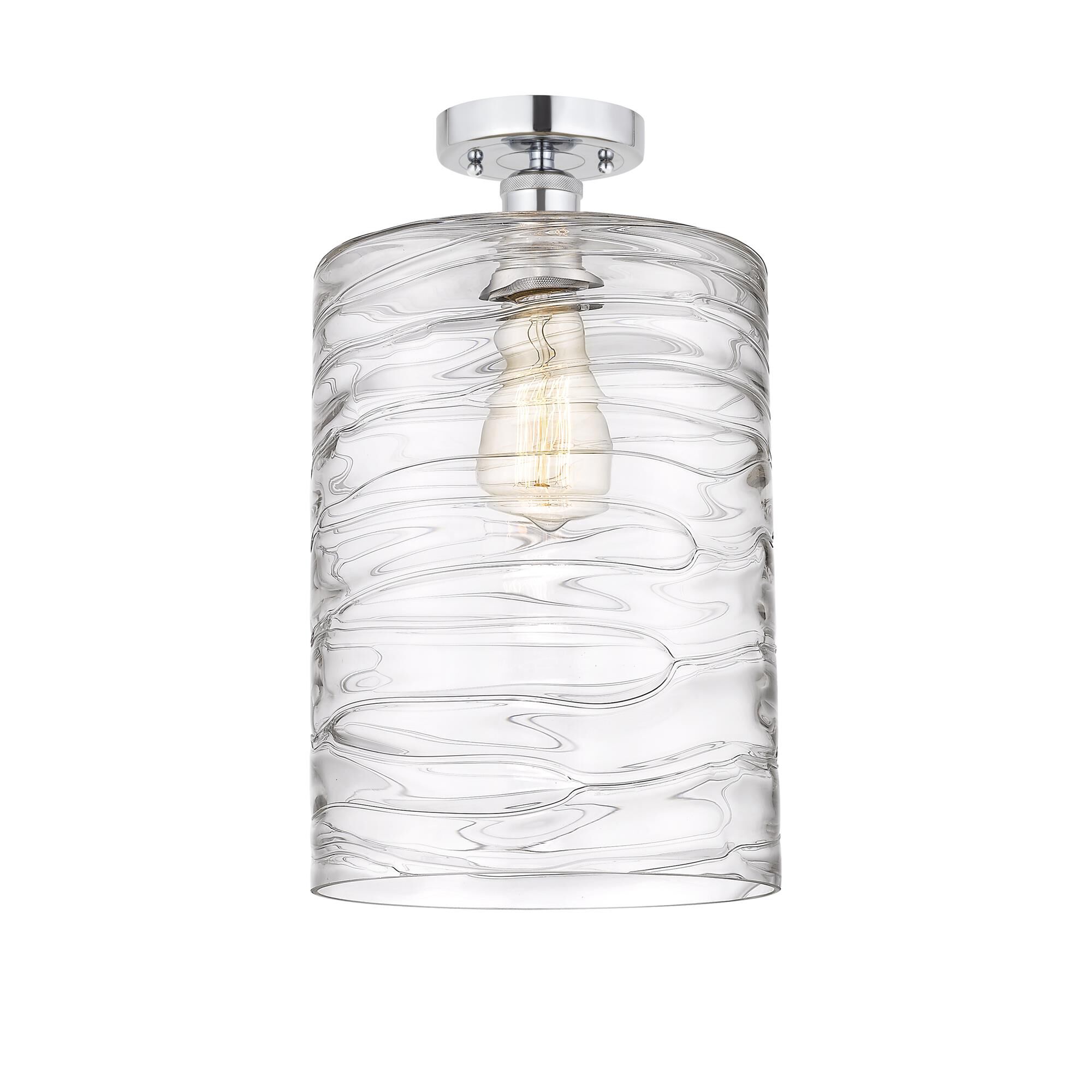 Shown in Polished Chrome finish and Deco Swirl glass