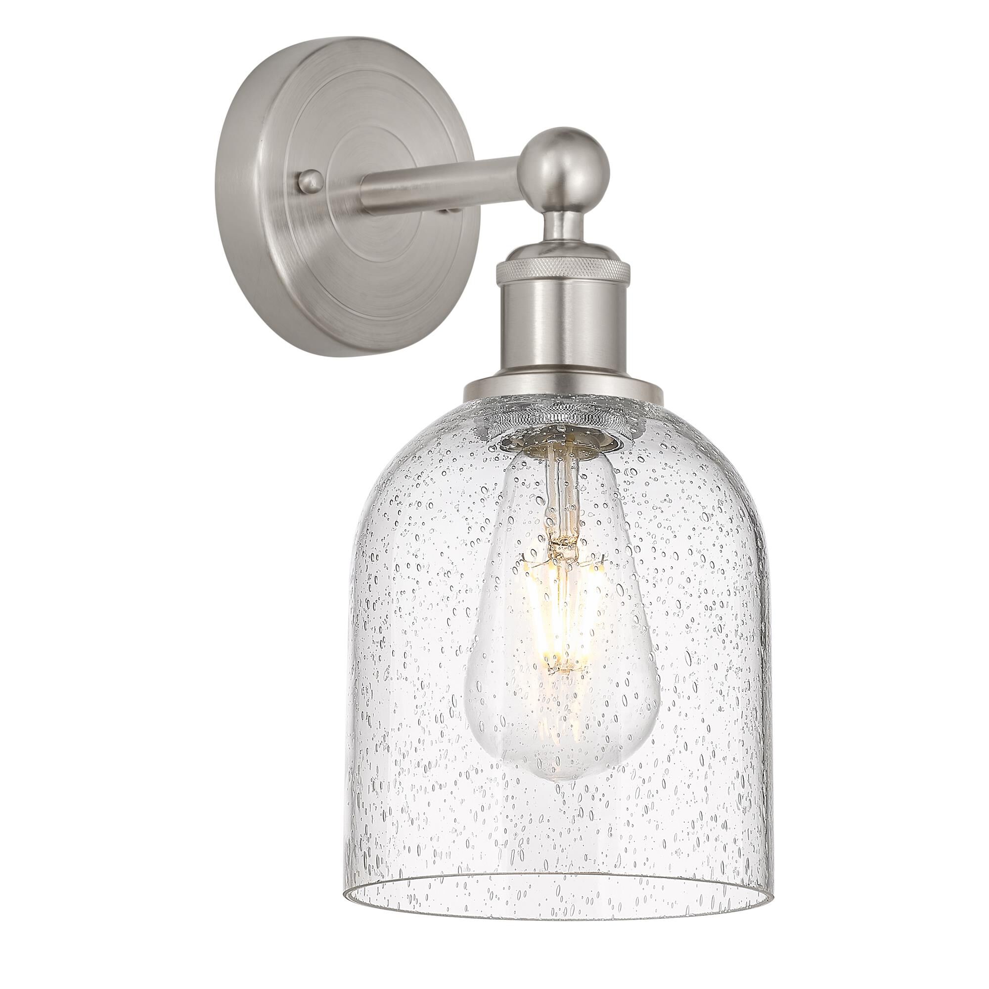 Shown in Brushed Satin Nickel finish and Seedy glass