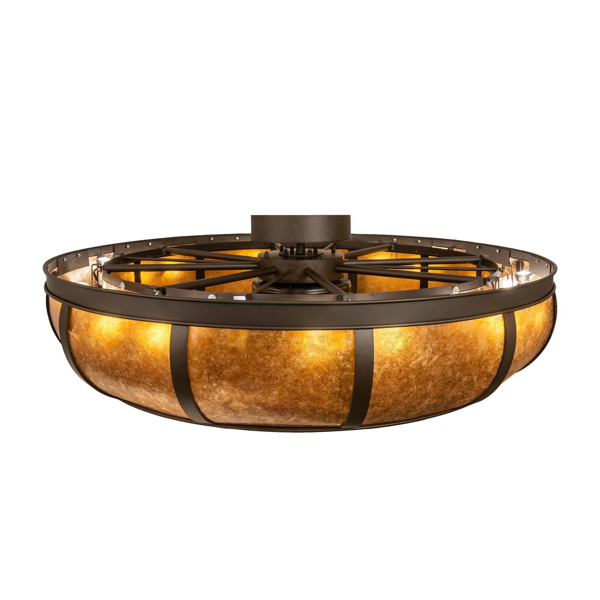 Shown in Oil Rubbed Bronze finish and Amber Mica glass