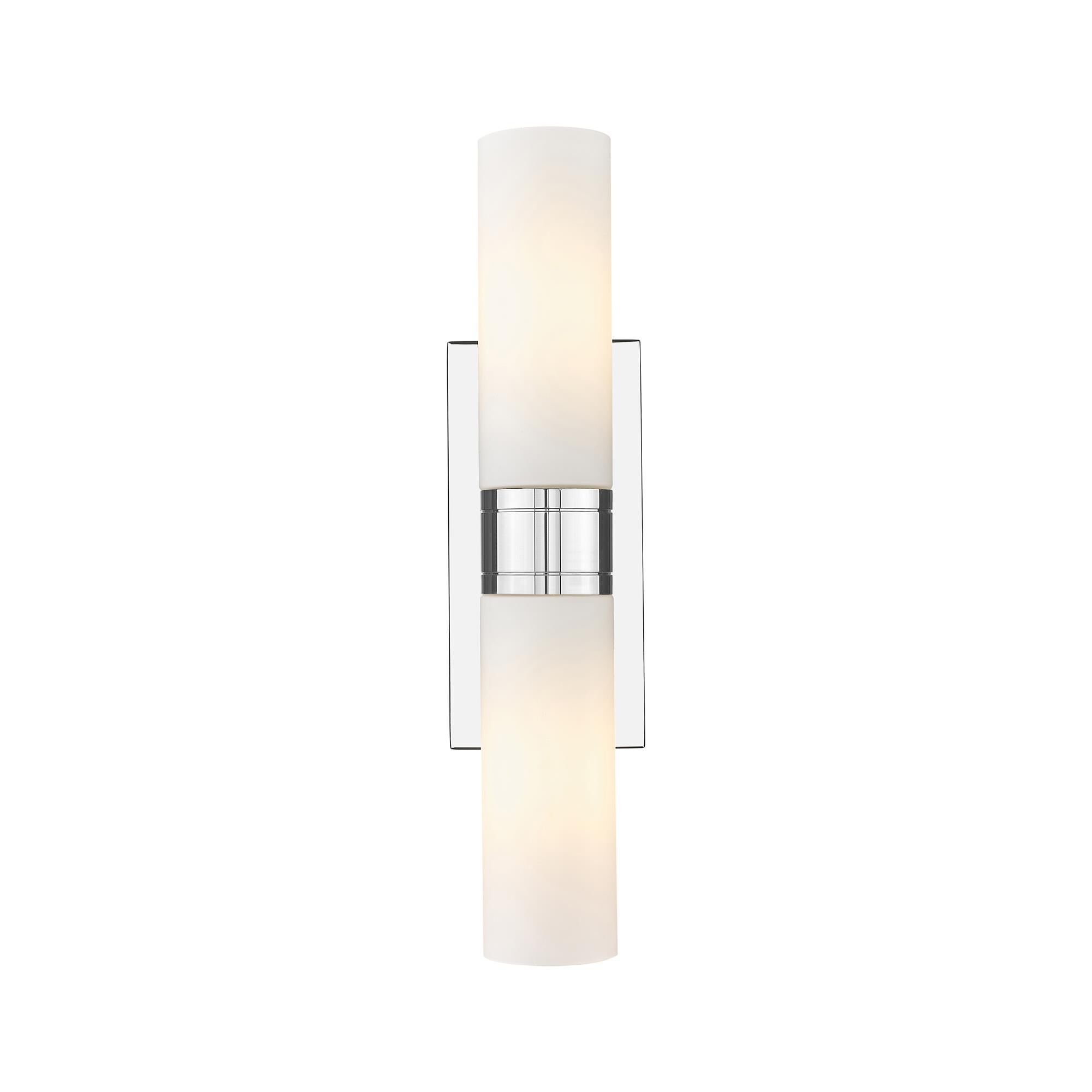 Shown in Polished Chrome finish and Matte White glass