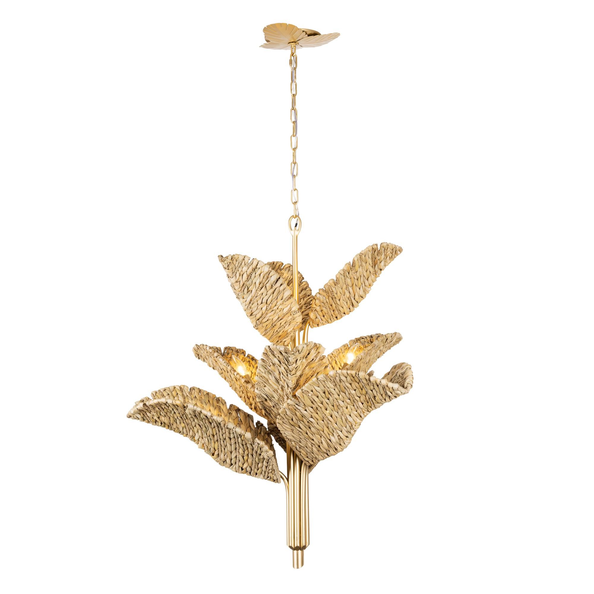Shown in French Gold/Natural Seagrass finish and Natural Seagrass With Lampakanay Rope shade