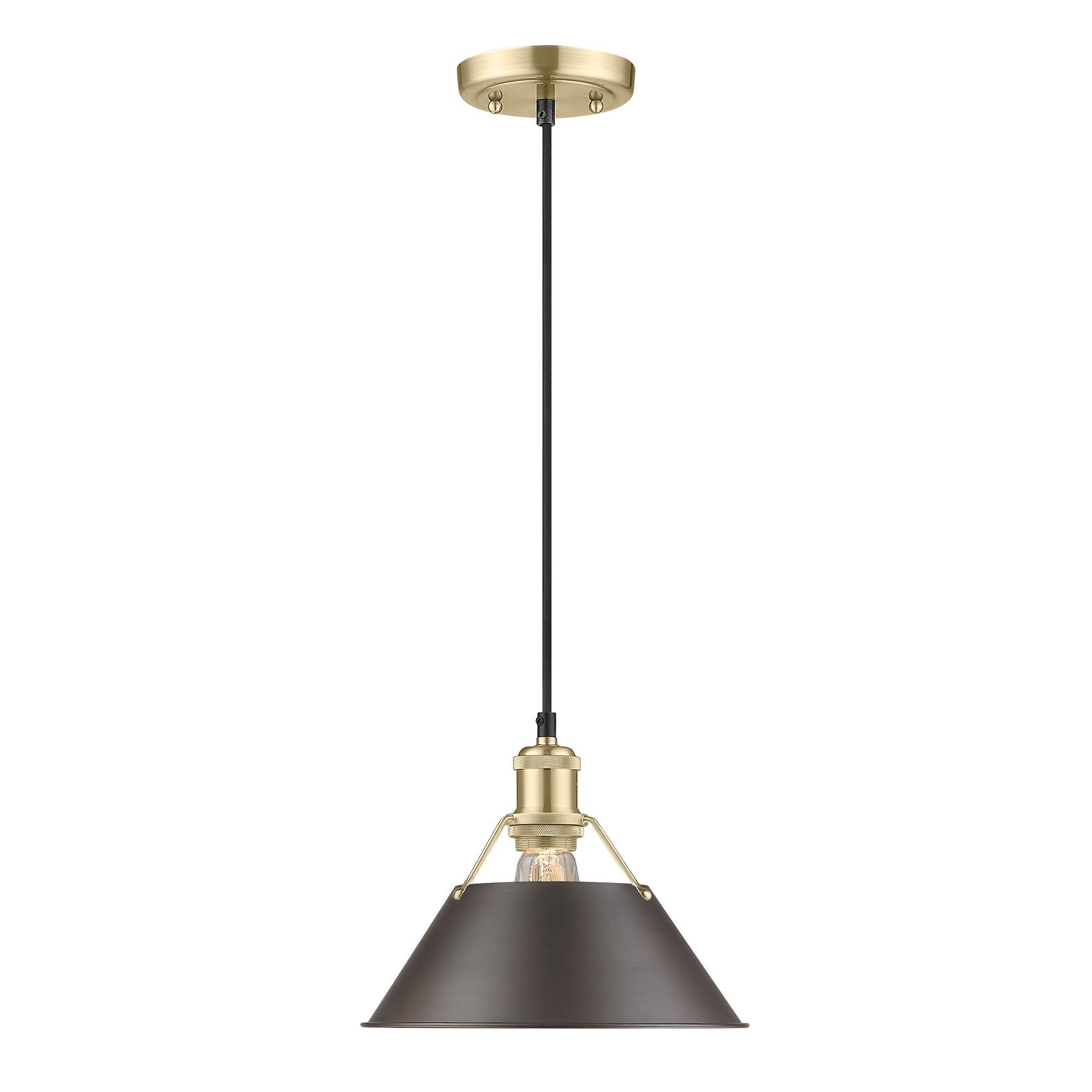 Shown in Brushed Champagne Bronze finish and Without Glass glass and Rubbed Bronze shade
