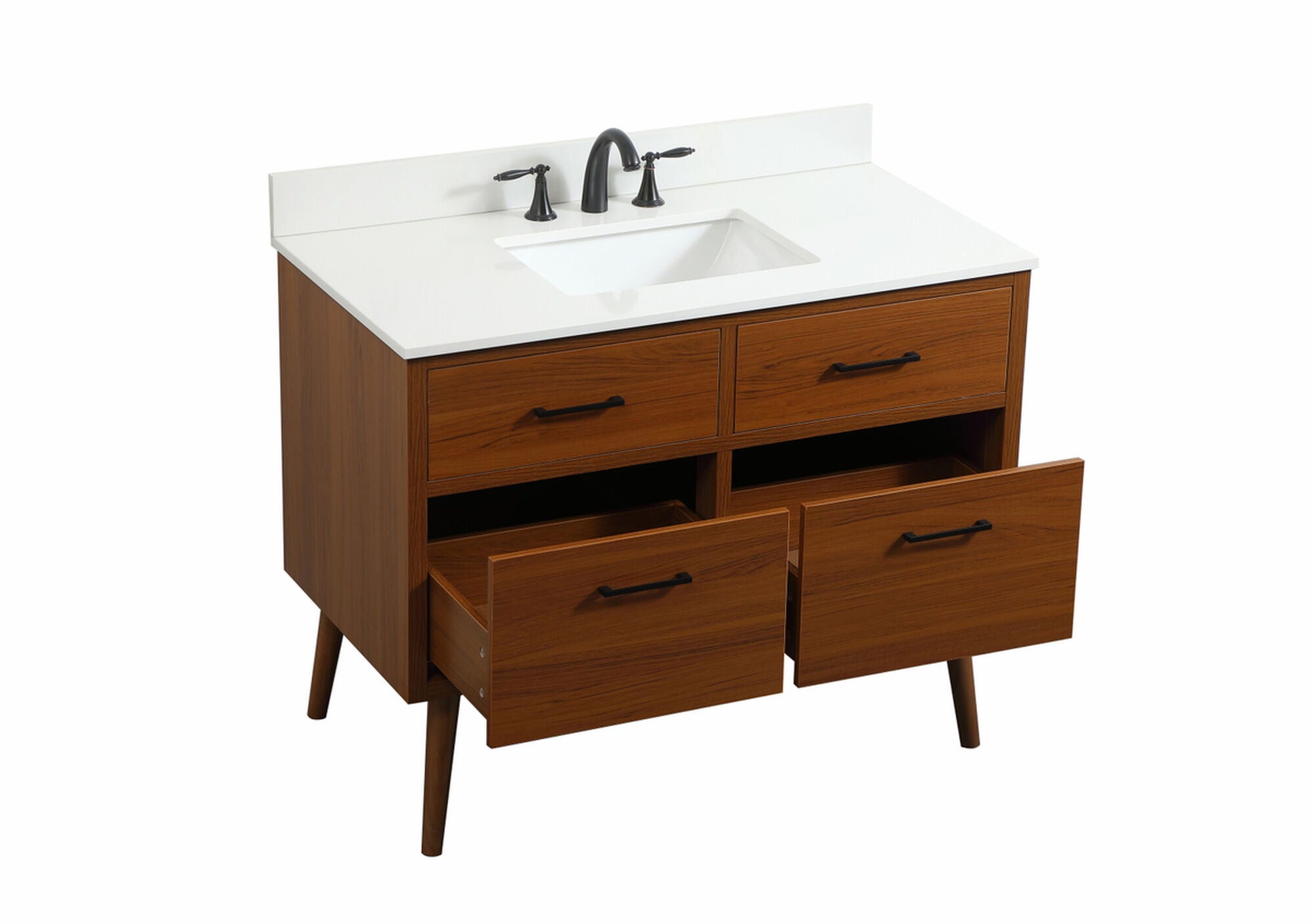 Shown in Teak finish and With Backsplash accent