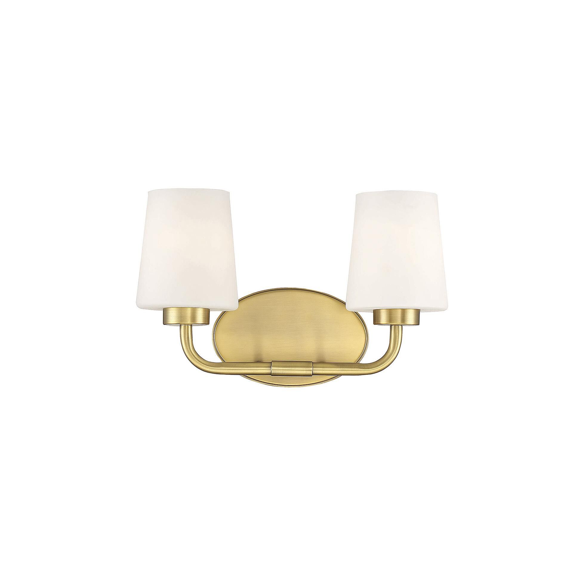 Shown in Warm Brass finish and White; Frosted glass