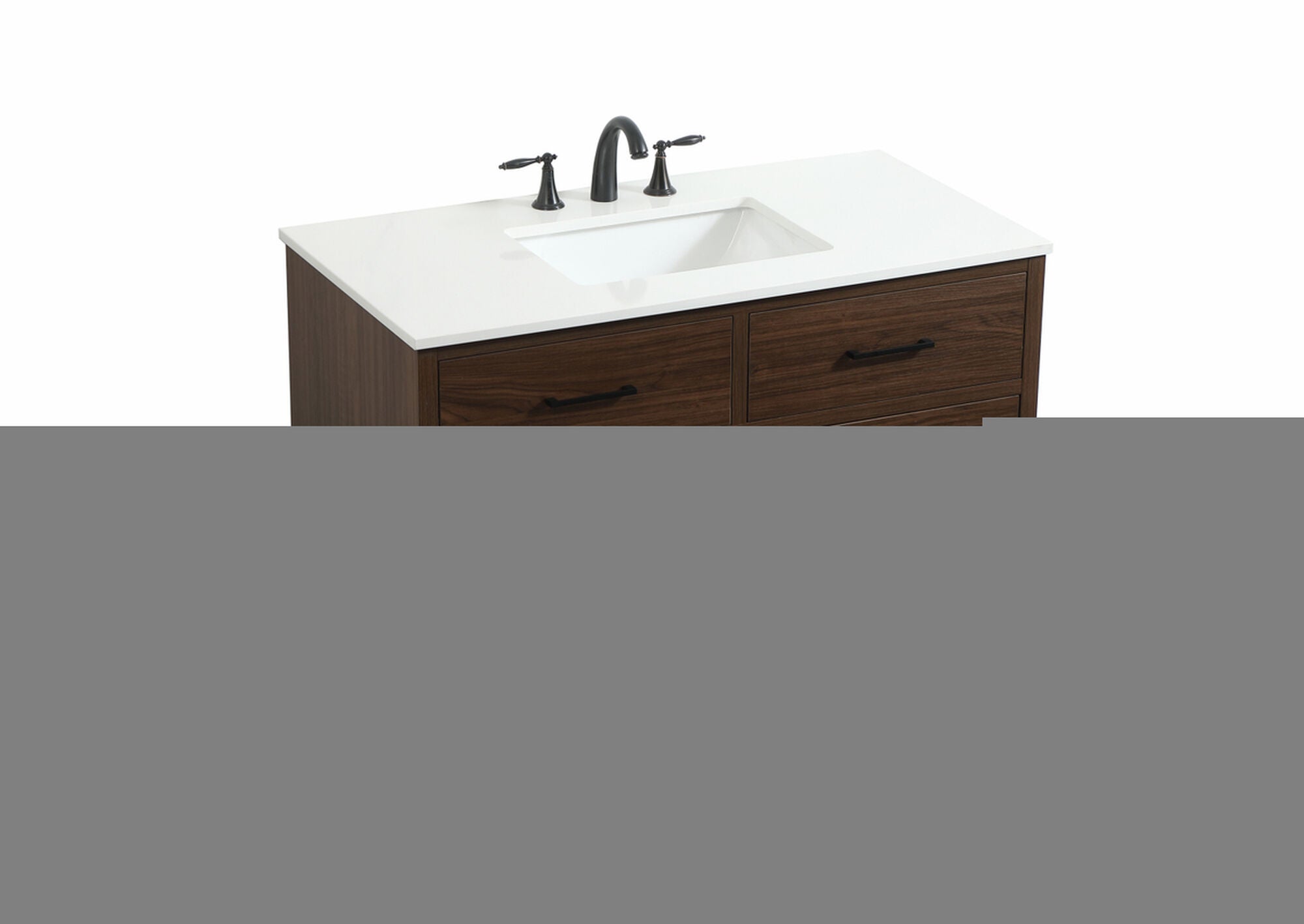 Shown in Walnut finish and Without Backsplash accent