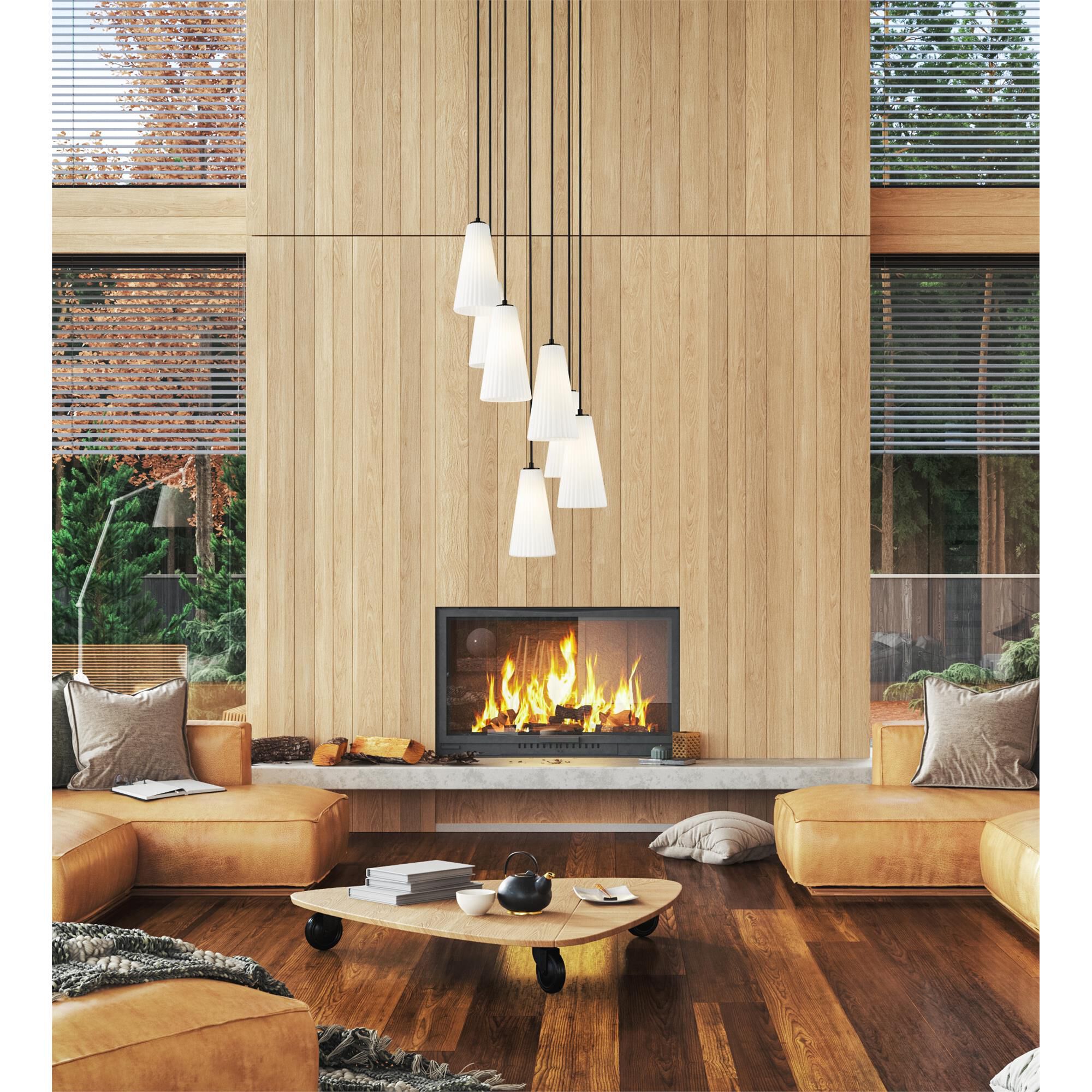 Shown in Matte Black finish and White glass and White shade