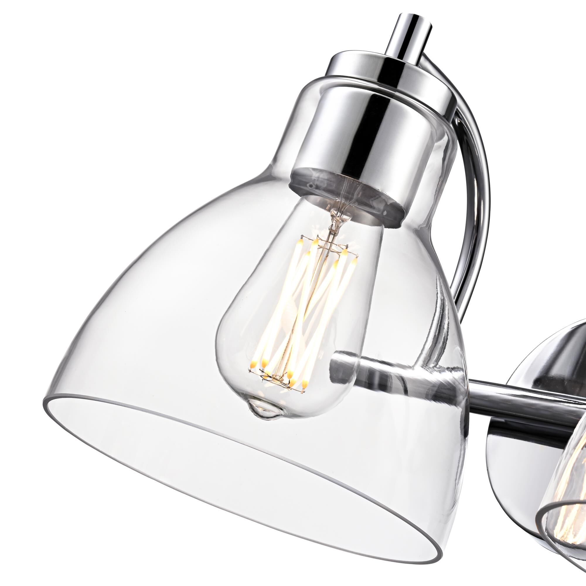 Shown in Chrome finish and Clear glass