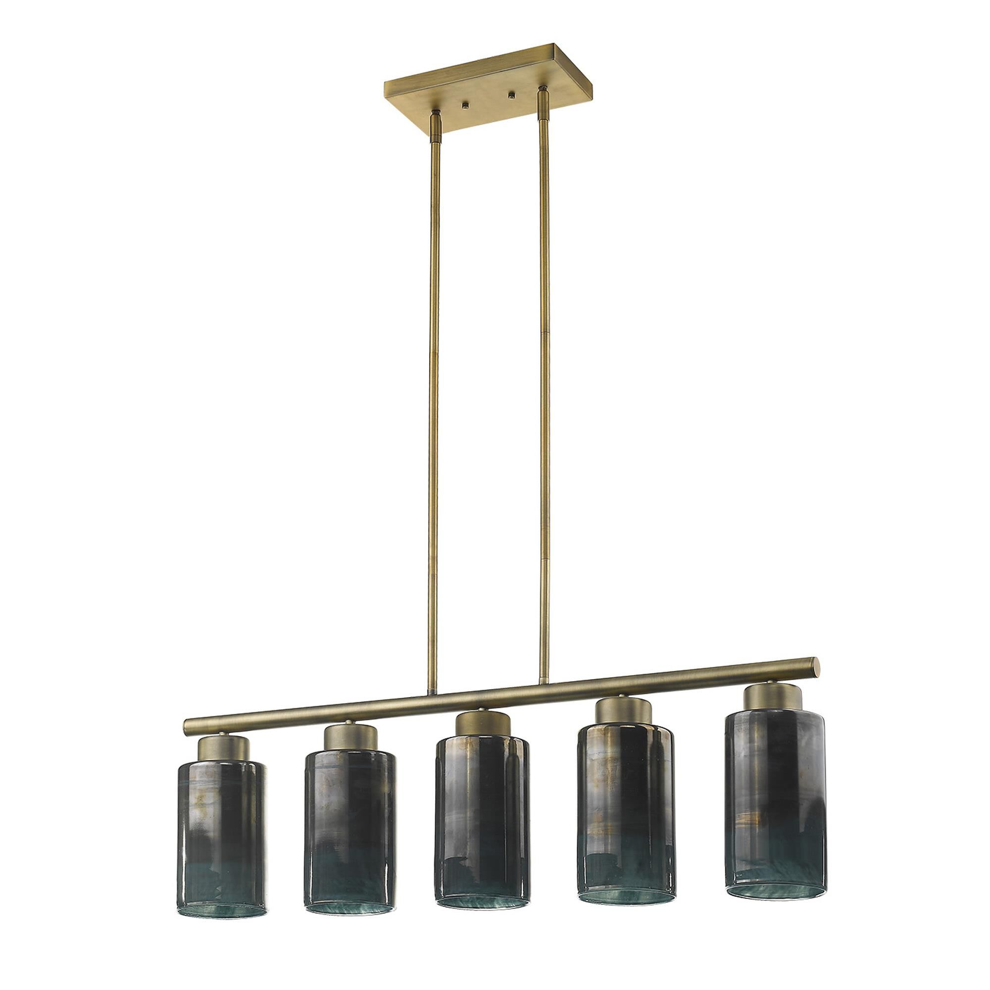 Shown in Brass finish and Blue/Gold glass and Blue/Gold Cylindrical Glass s shade