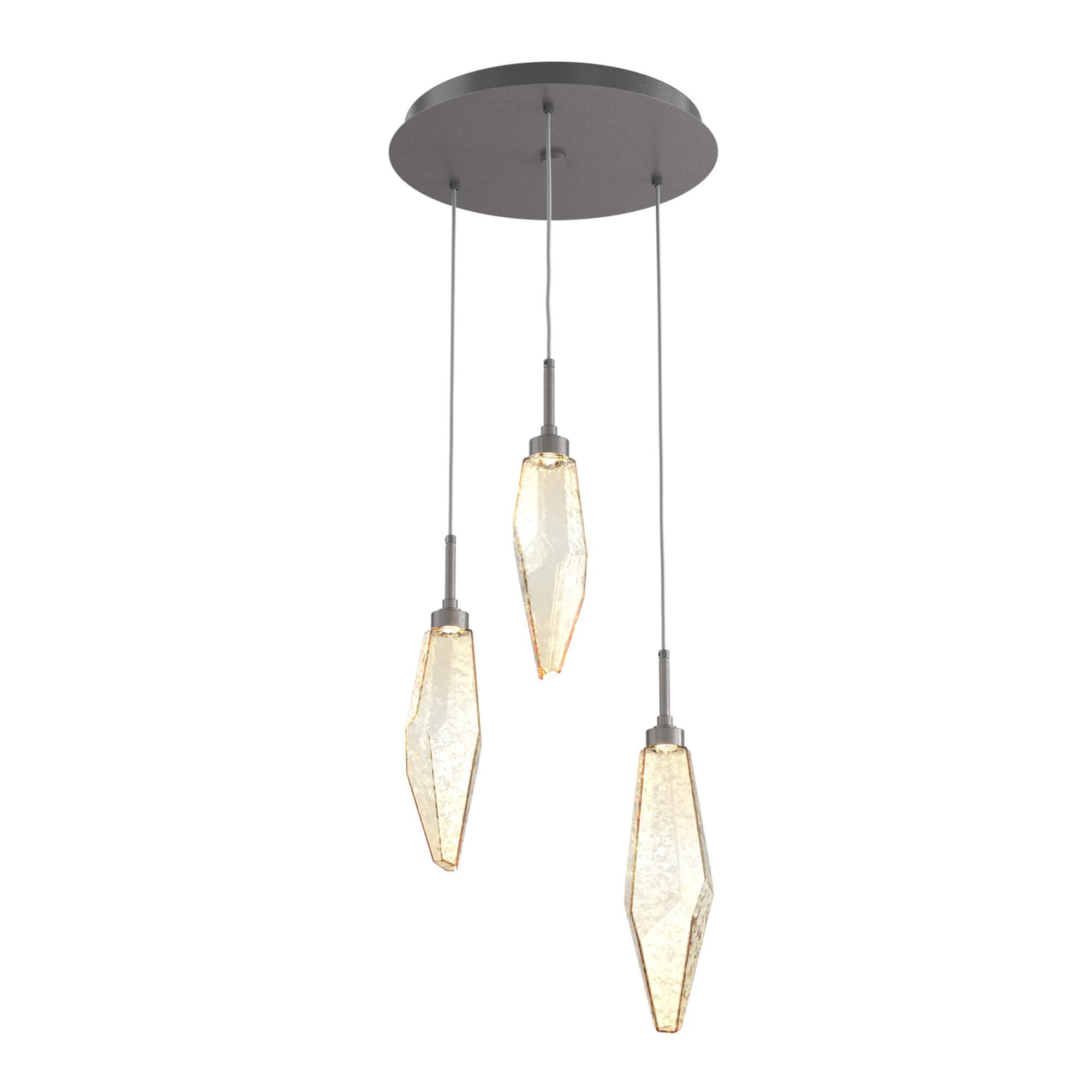 Shown in Graphite finish and Chilled Blown And Amber glass