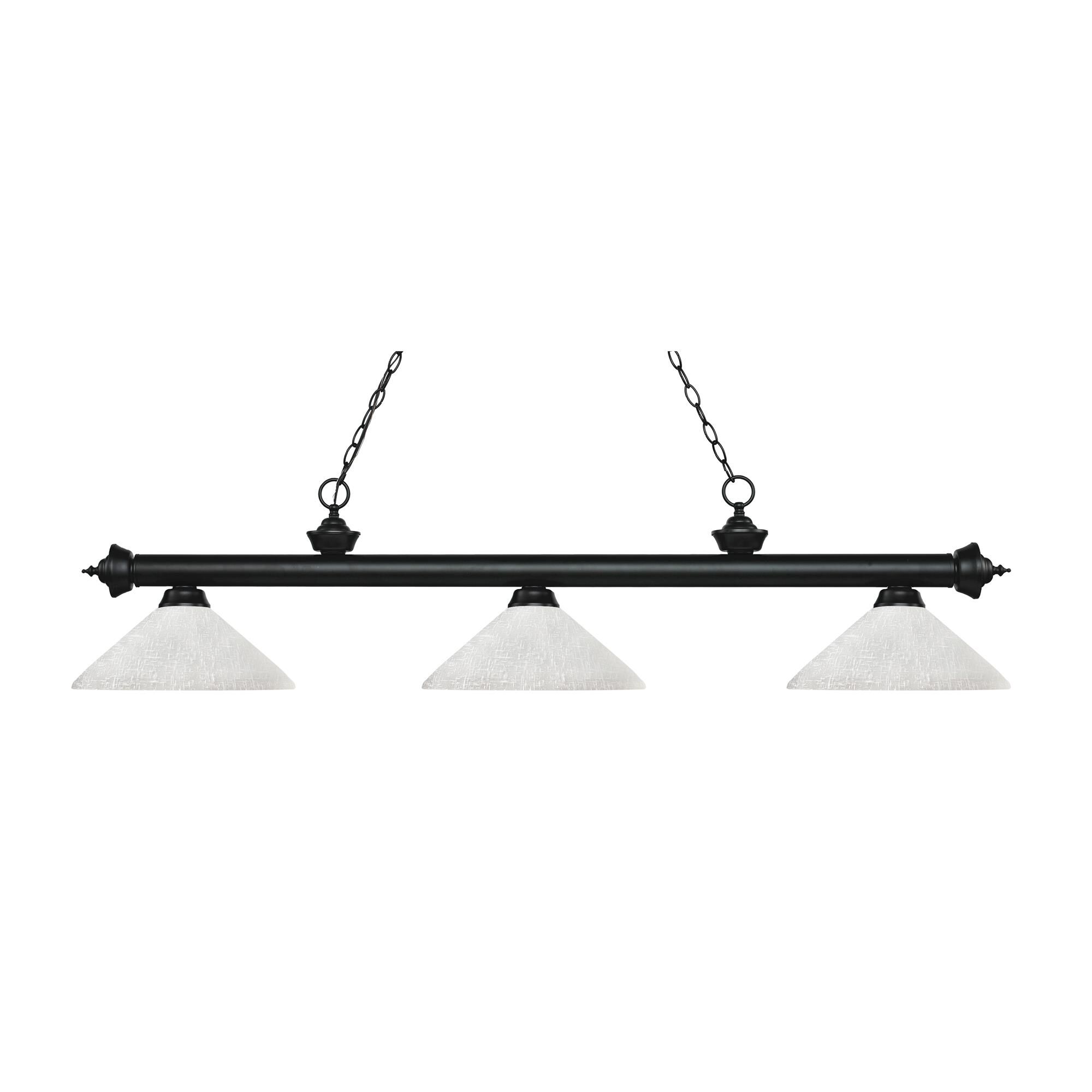 Shown in Matte Black finish and Glass shade