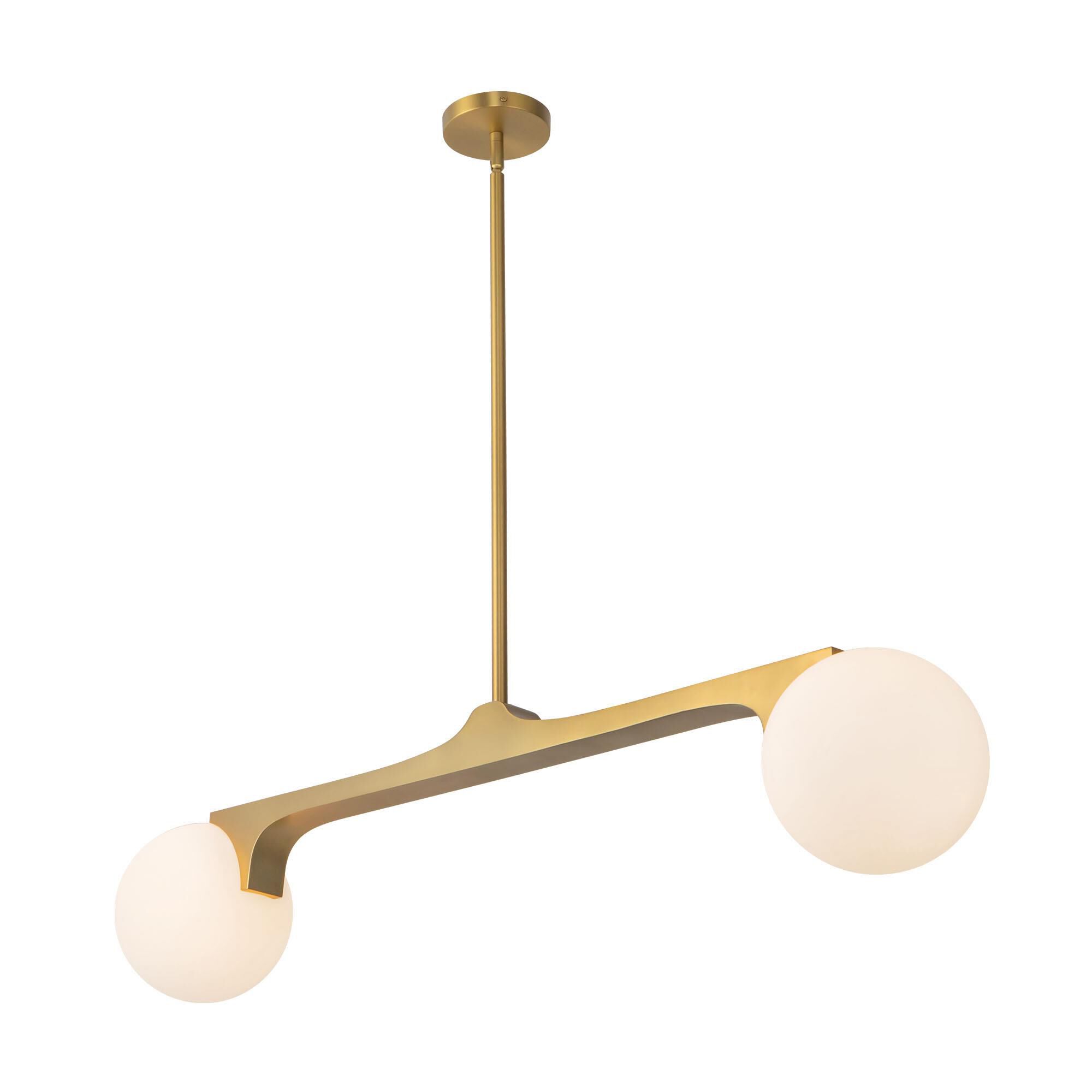 Shown in Brushed Gold finish and Matte Opal glass