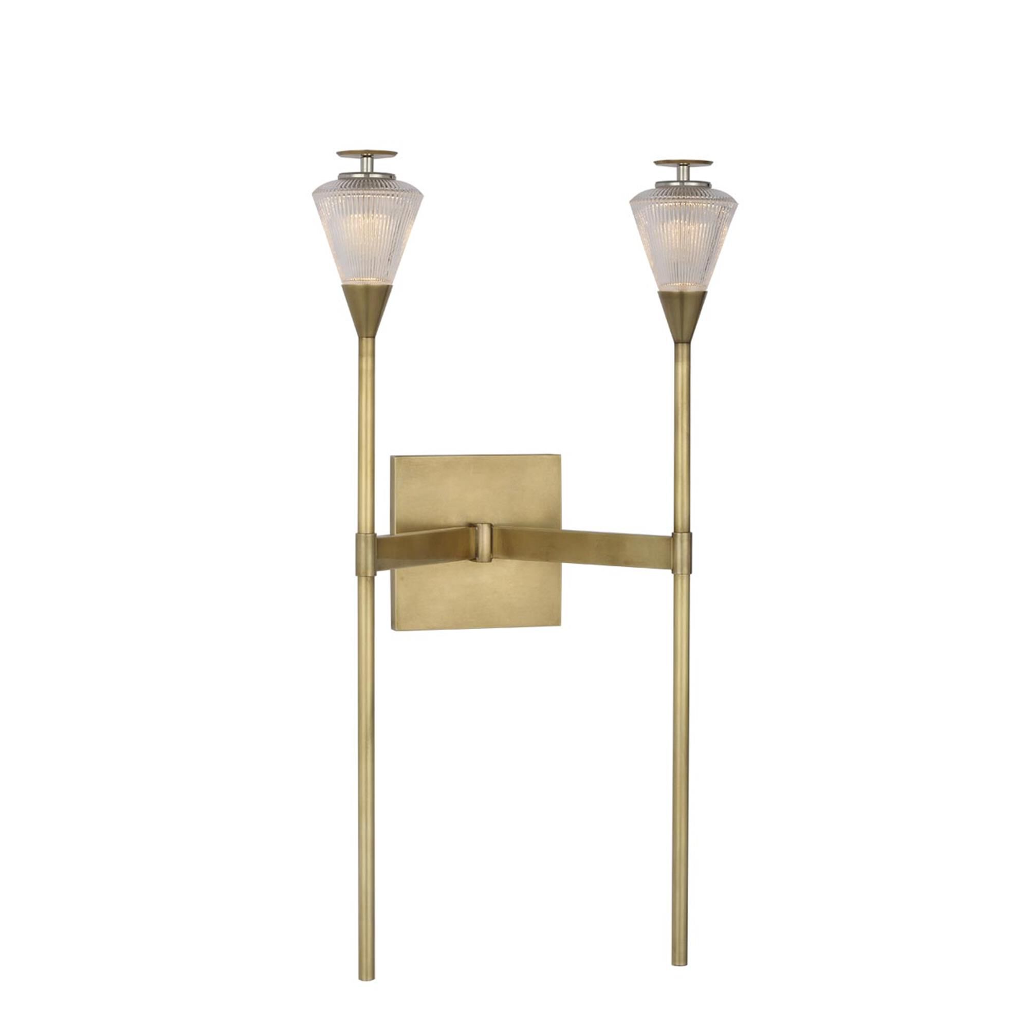 Shown in Natural Brass finish and Clear crystal
