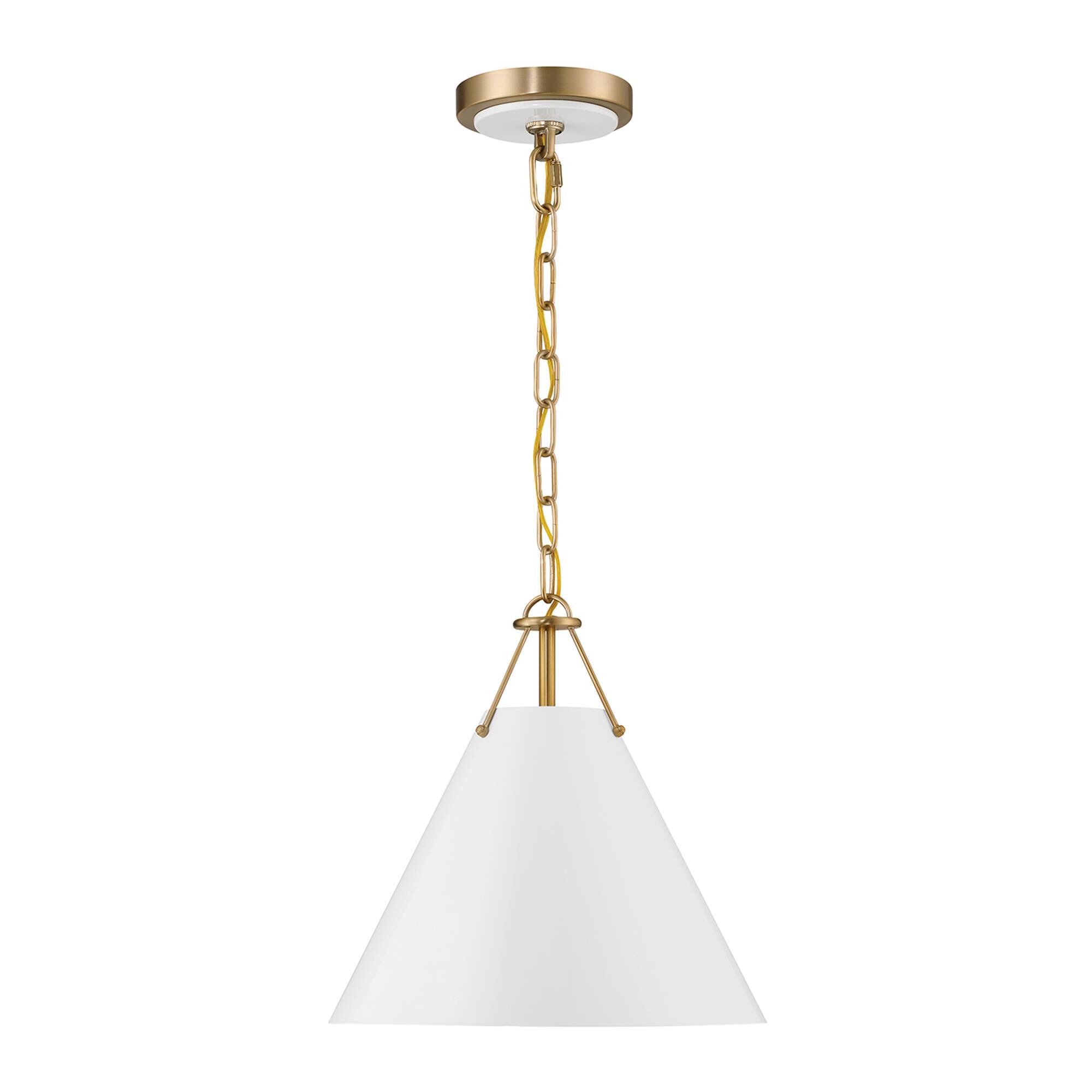 Shown in Vibrant Gold finish and Steel glass and White shade