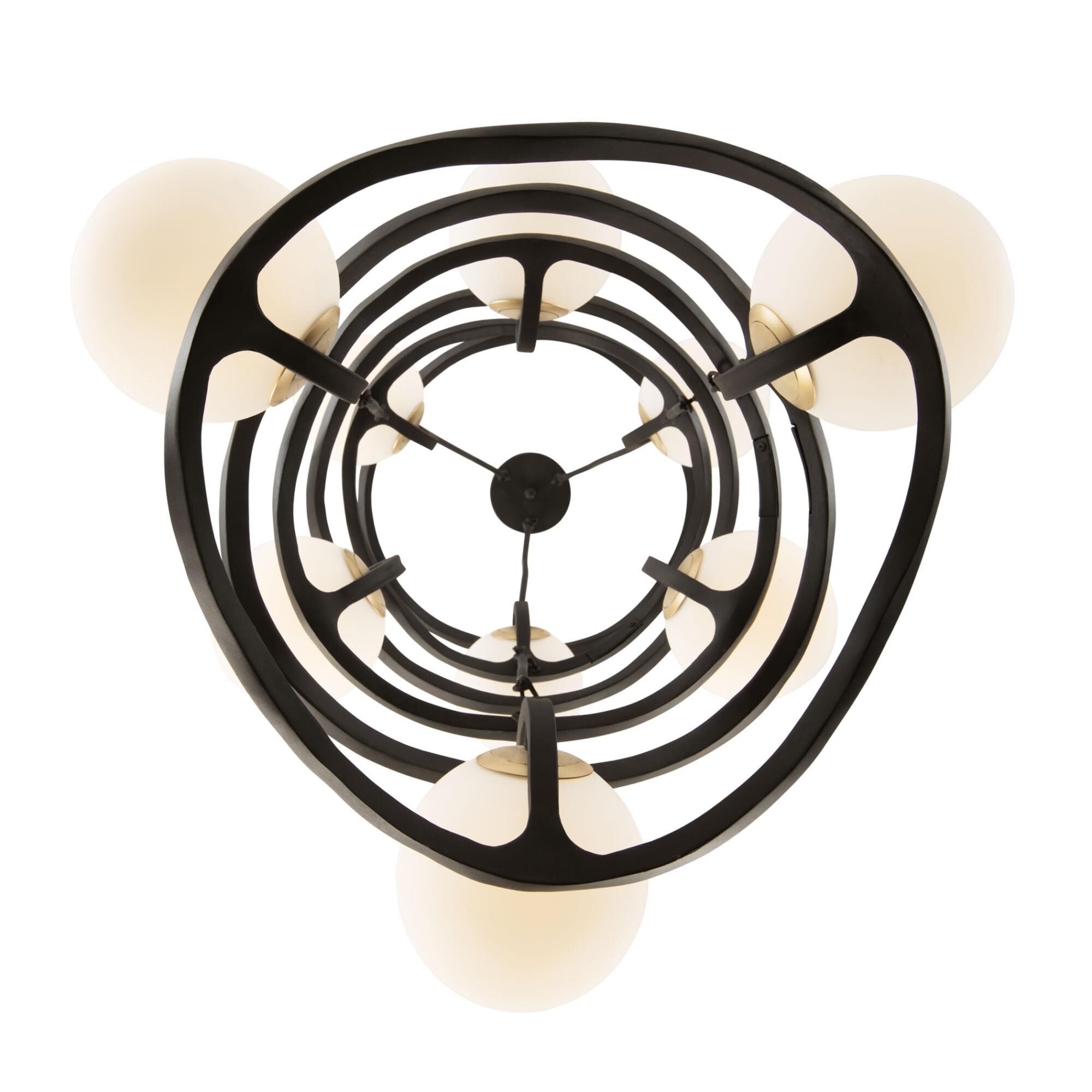 Shown in Carbon and French Gold finish and Frosted White  glass