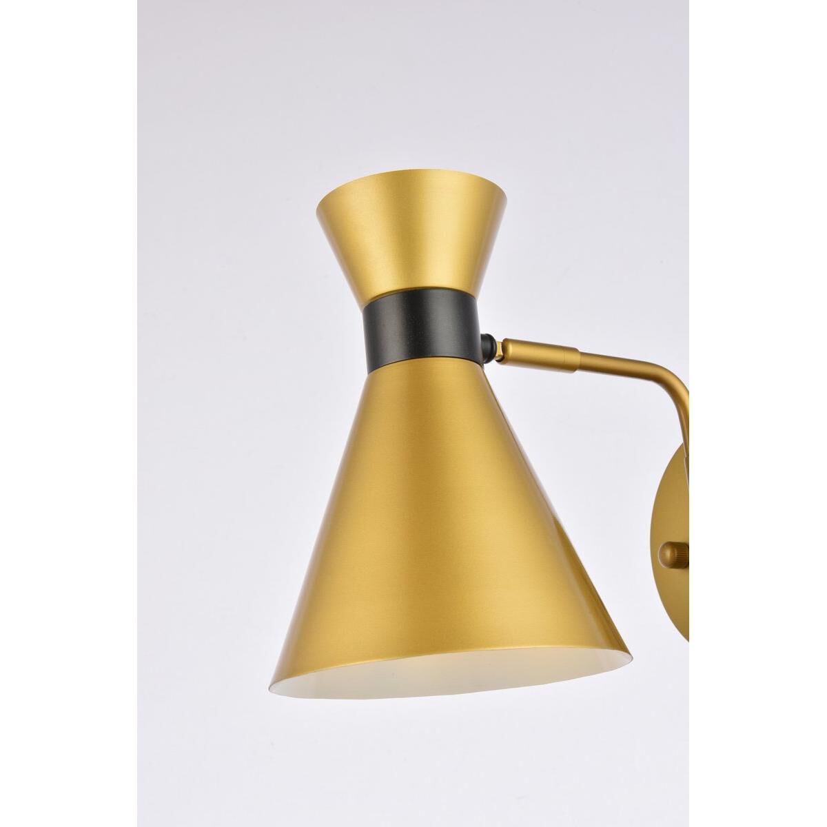 Shown in Brass and Black finish and Brass and Black Iron shade