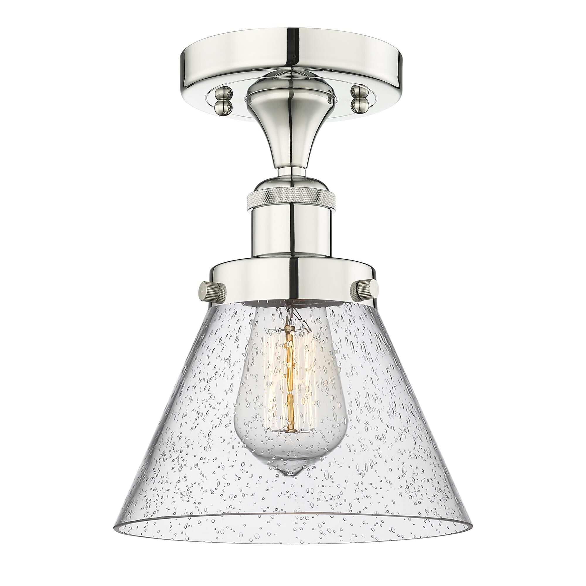 Shown in Polished Nickel finish and Seedy glass