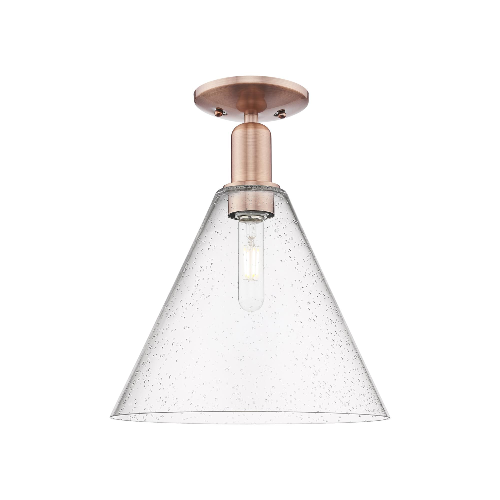 Shown in Antique Copper finish and Seedy glass