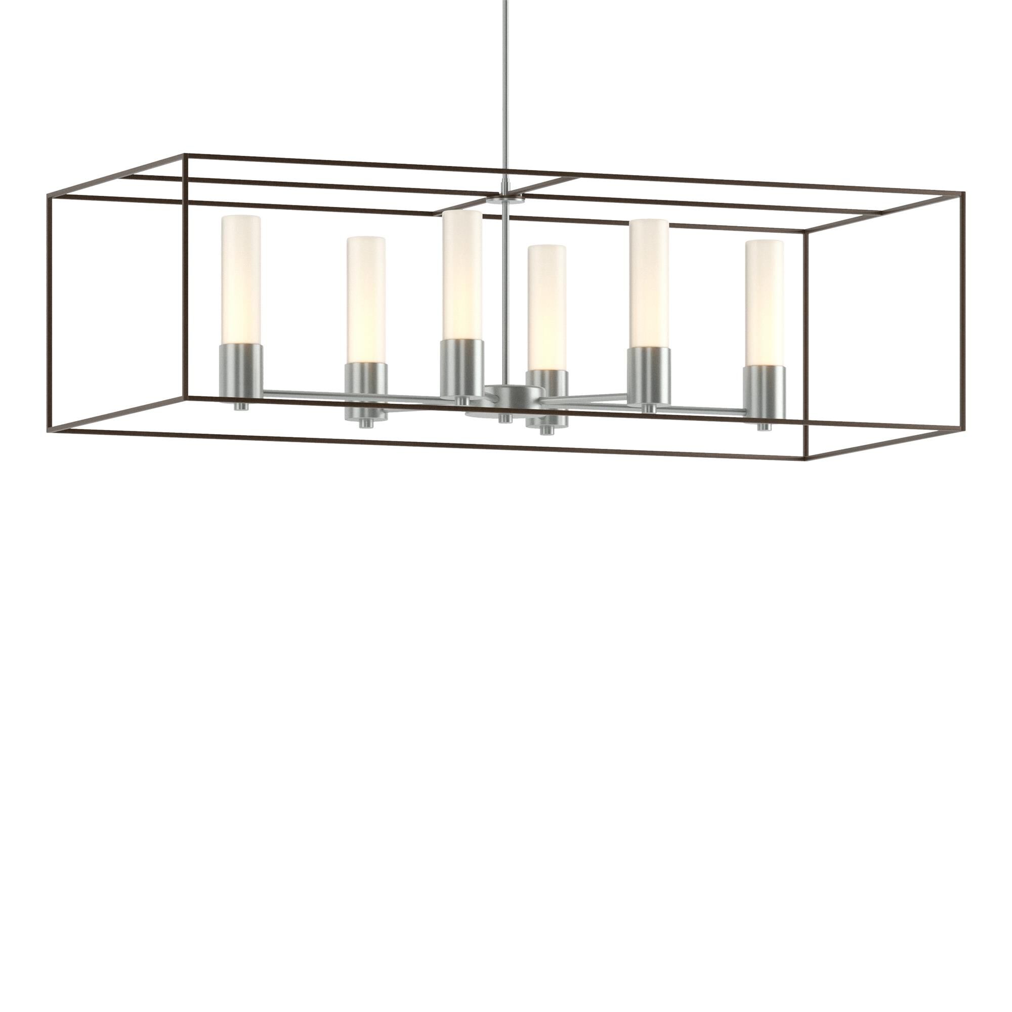 Shown in Vintage Platinum finish and Opal glass and Bronze accent