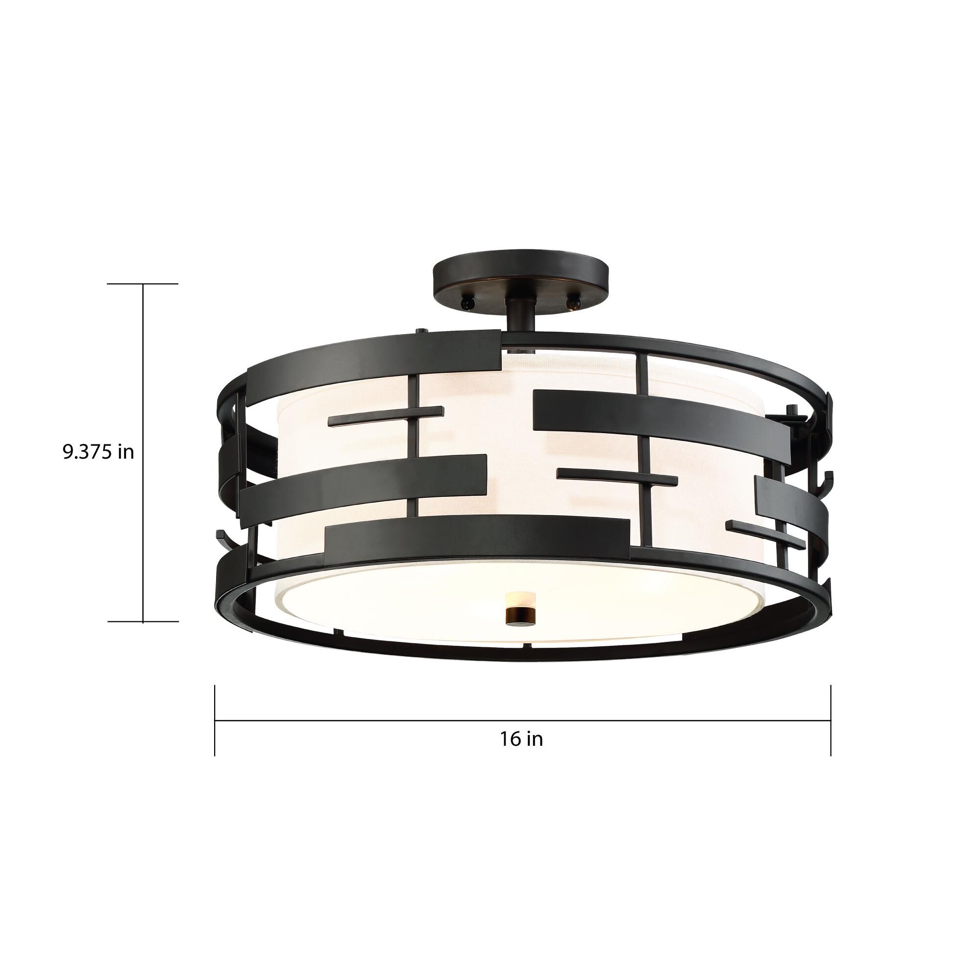 Lansing 16 Inch 3 Light Semi Flush Mount by Nuvo Lighting