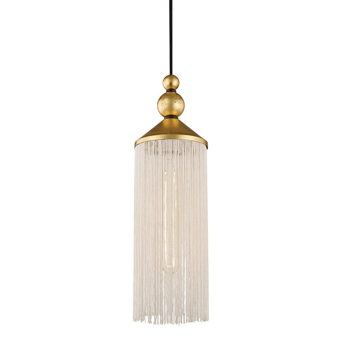 Shown in Gold Leaf finish and White Silk Tassels shade