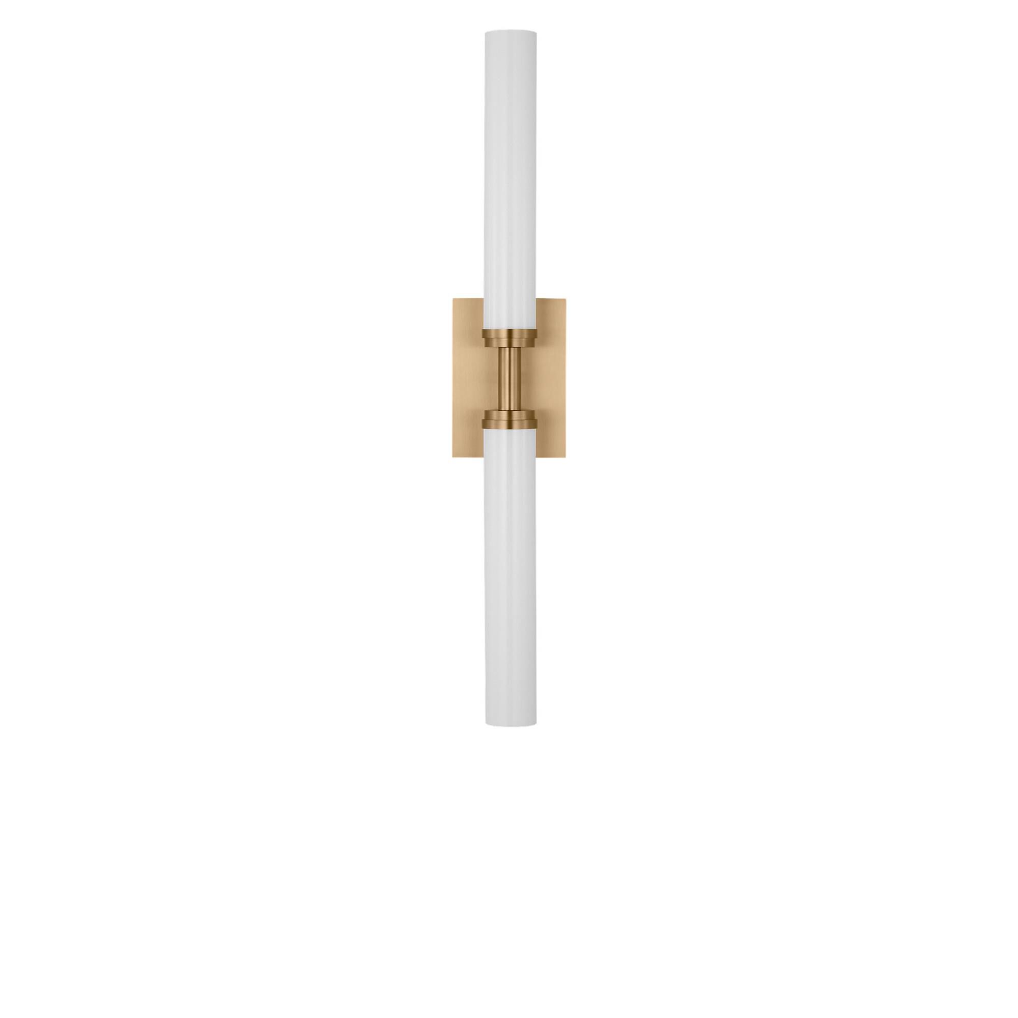 Shown in Satin Brass finish and White Acrylic shade