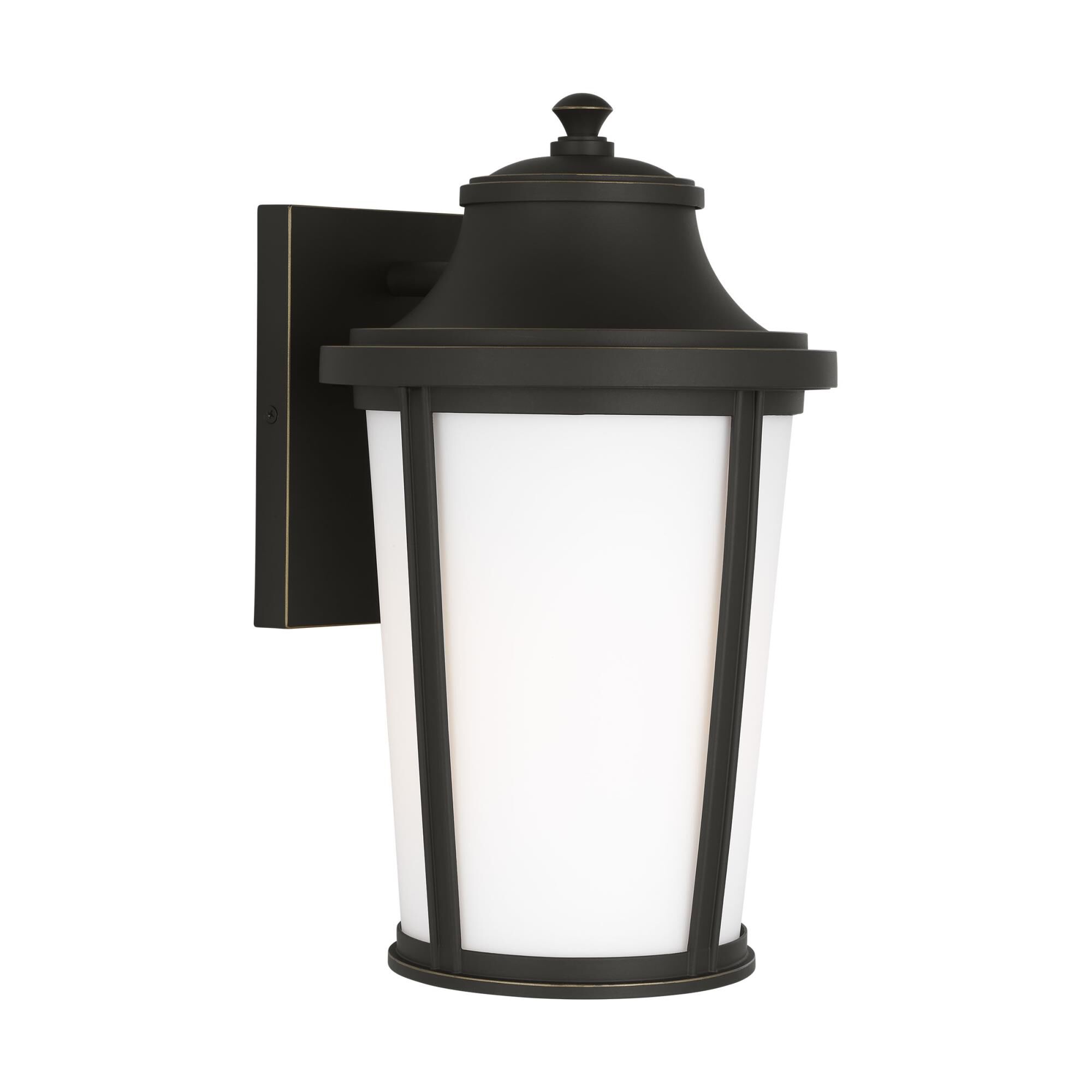 Shown in Antique Bronze finish and Etched White Glass shade