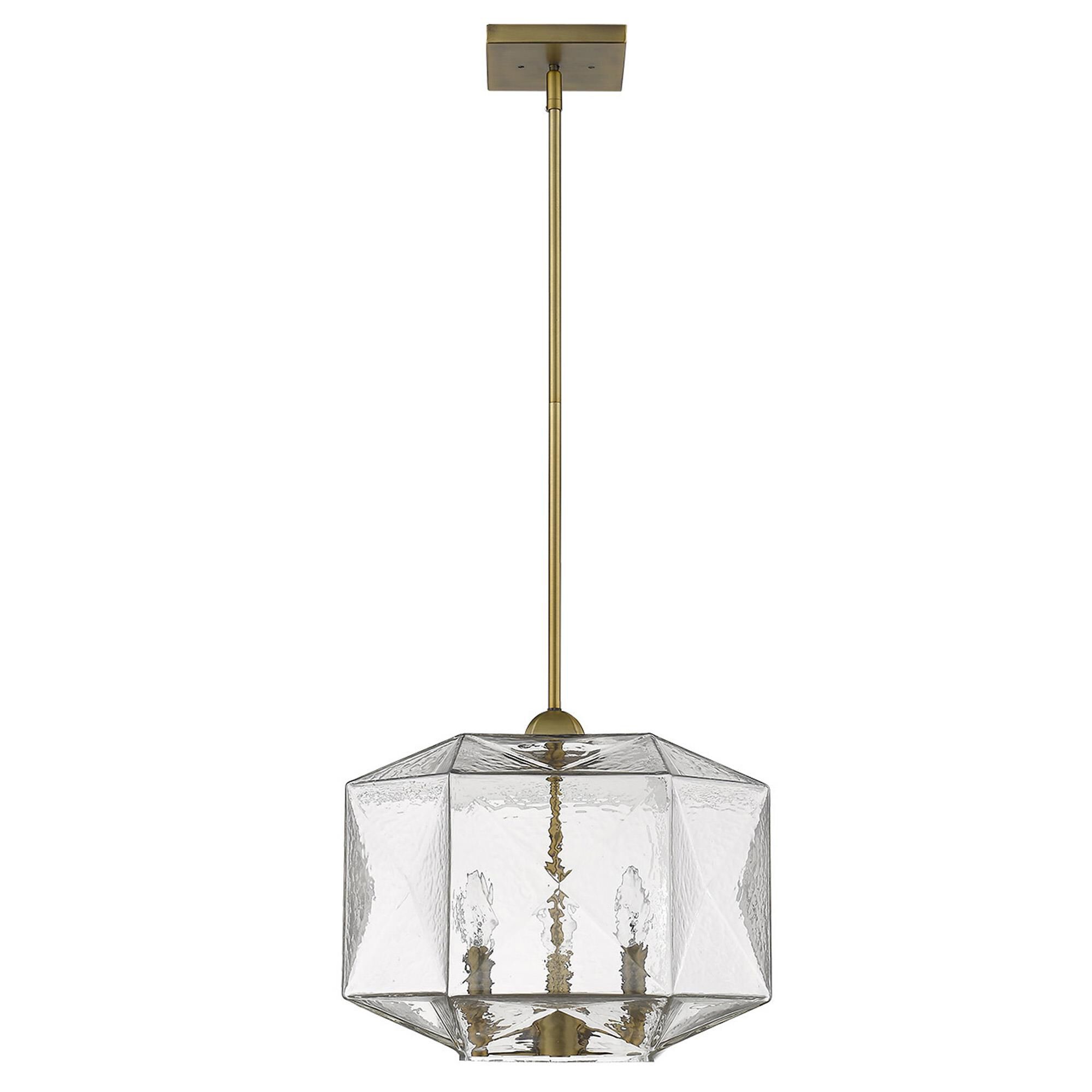 Shown in Brass finish and Clear glass and Clear, Faceted Abstract Glass Globes shade