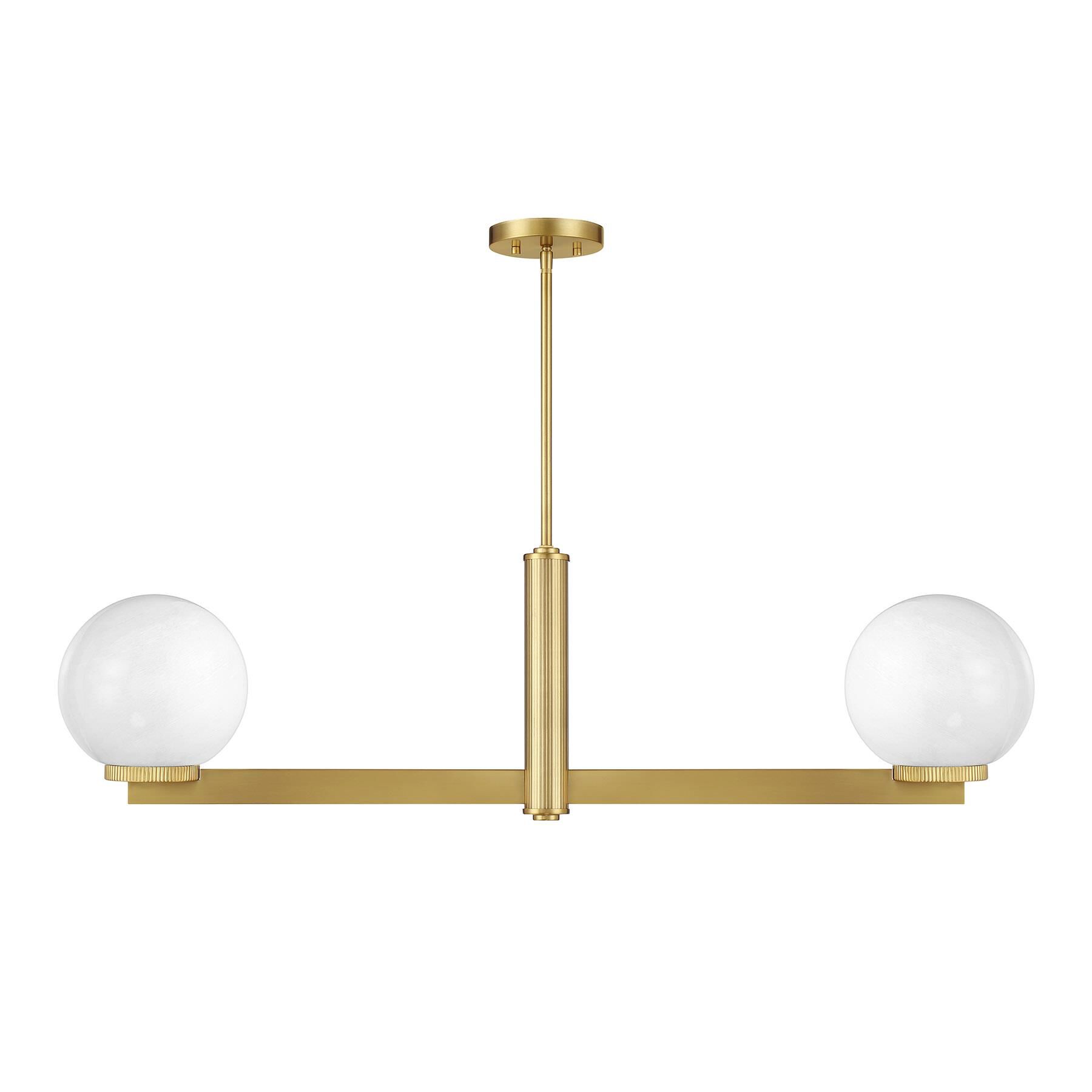 Shown in Natural Brass finish and White Strie glass