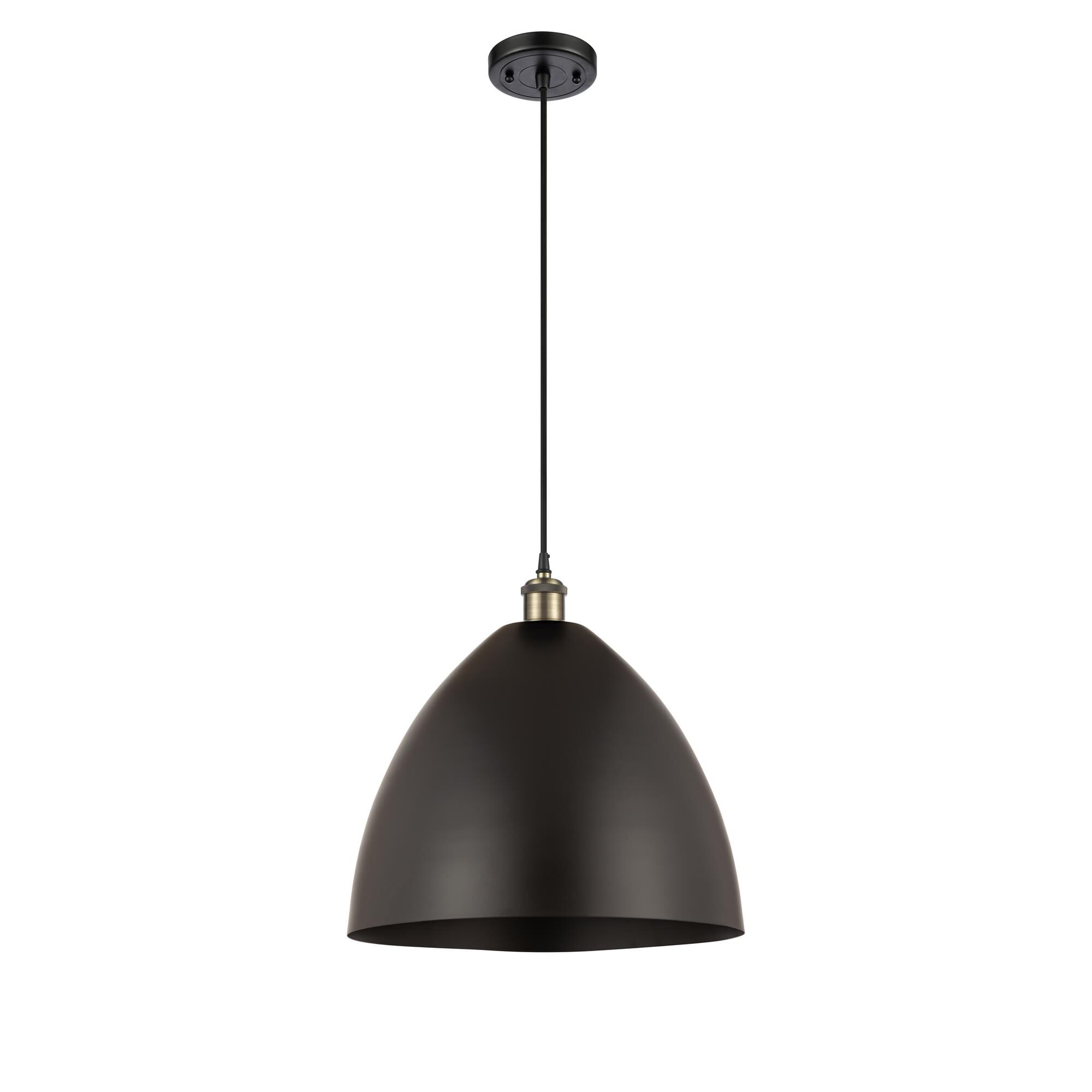Shown in Black Antique Brass finish and Matte Black Ballston Dome shade