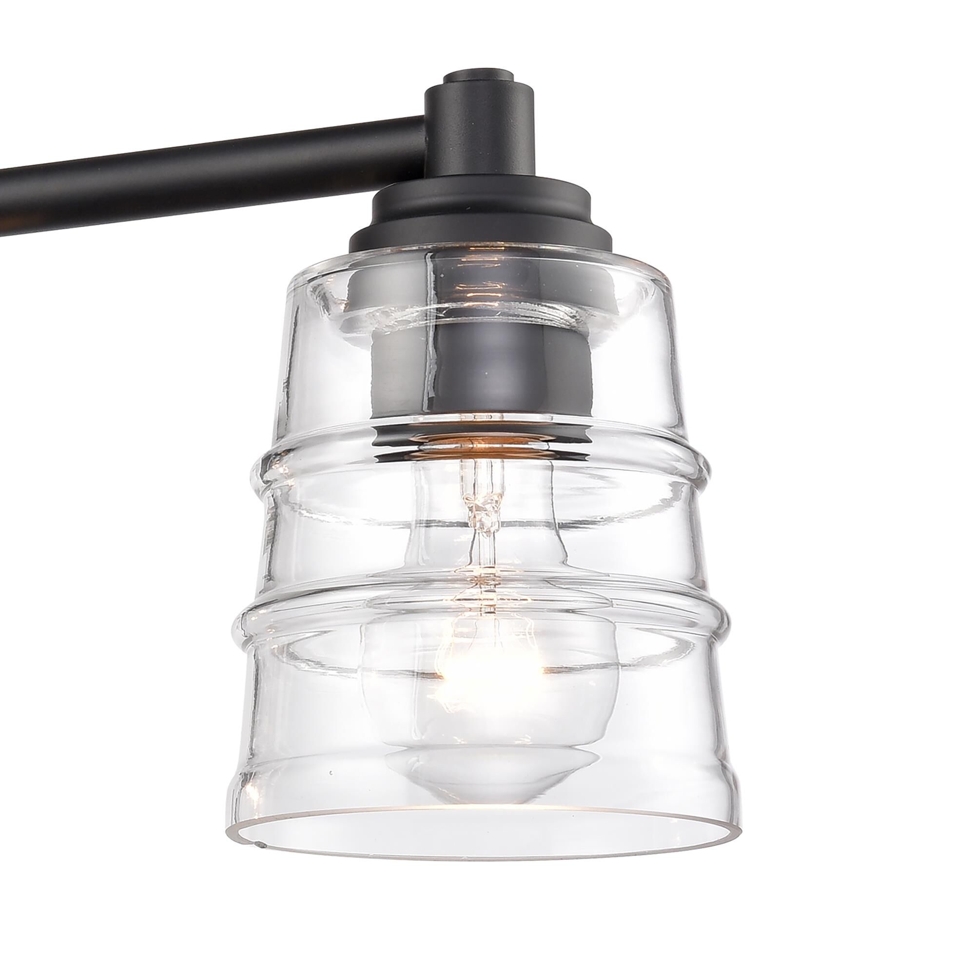 Shown in Black finish and Clear glass