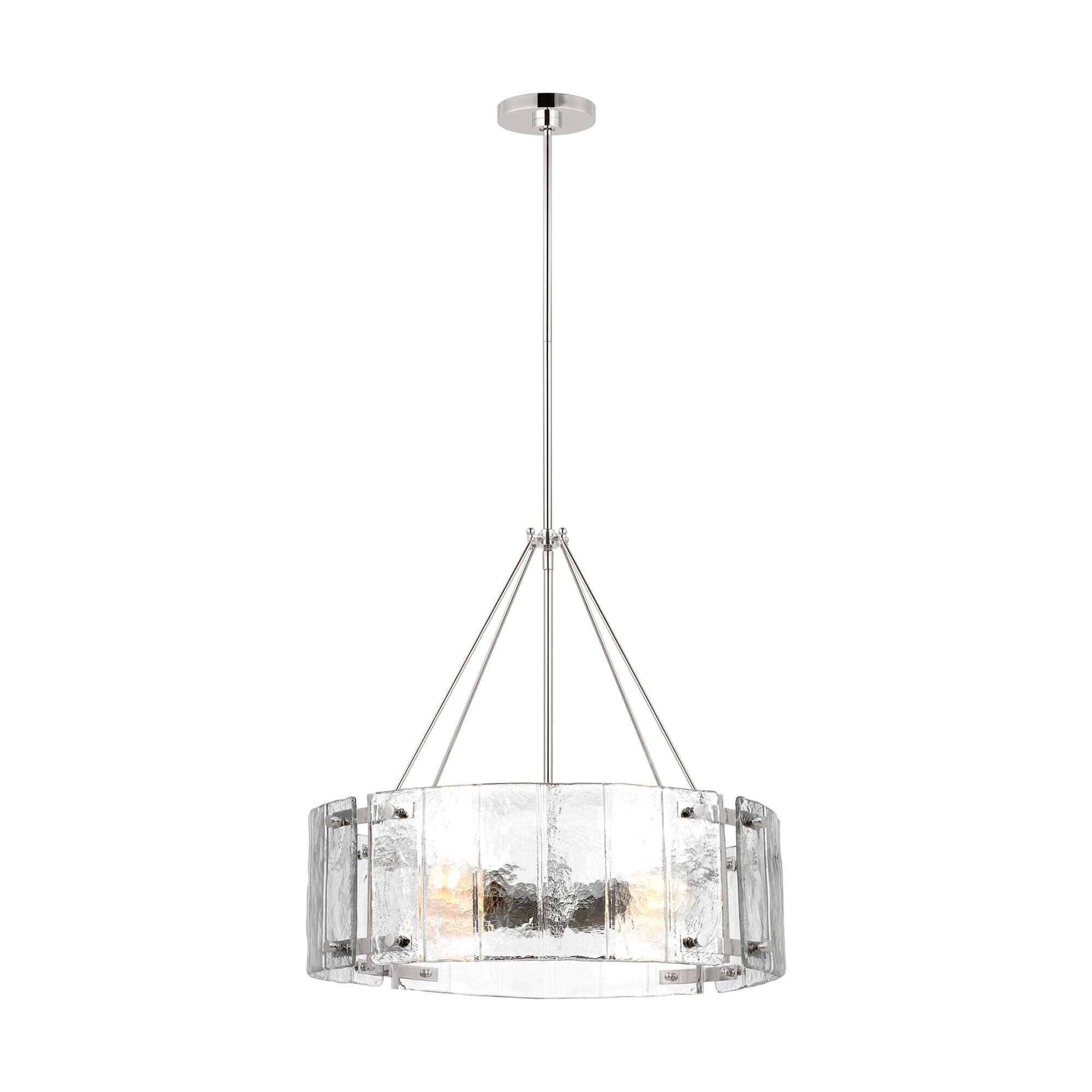 Shown in Polished Nickel finish and Clear Textured glass