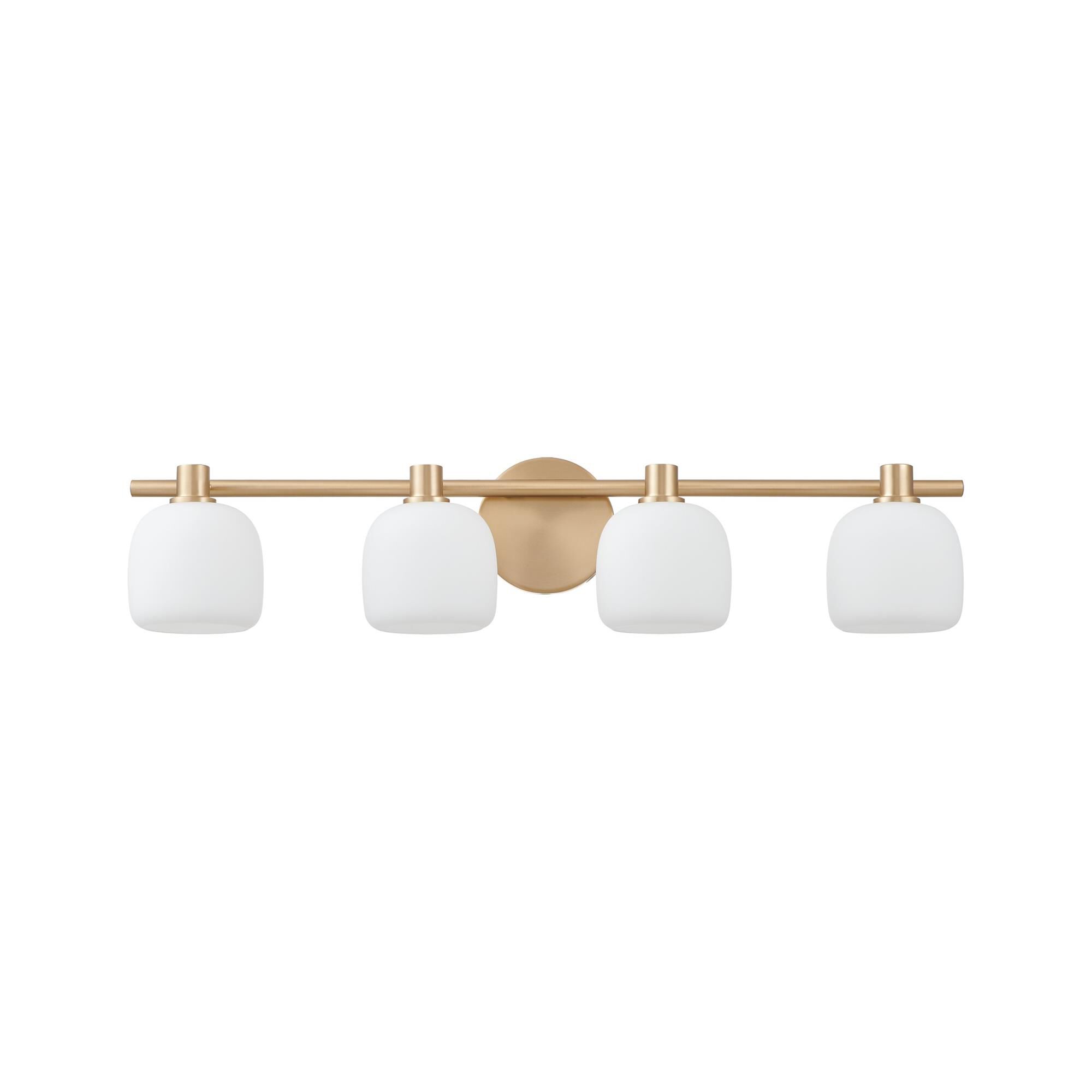 Shown in Champagne Gold finish and Etched Opal glass