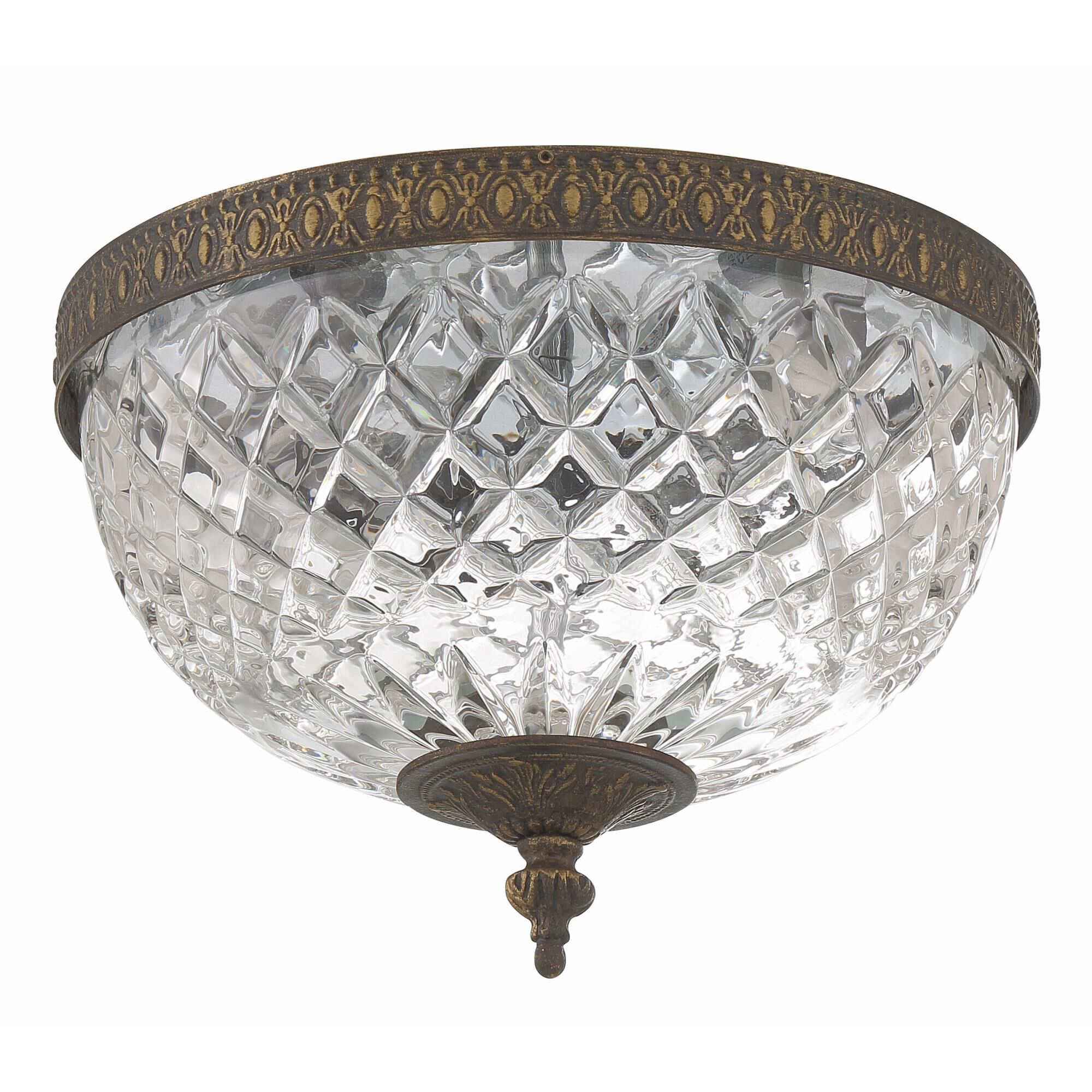 Shown in English Bronze finish and Lead Crystal glass and Lead Crystal shade