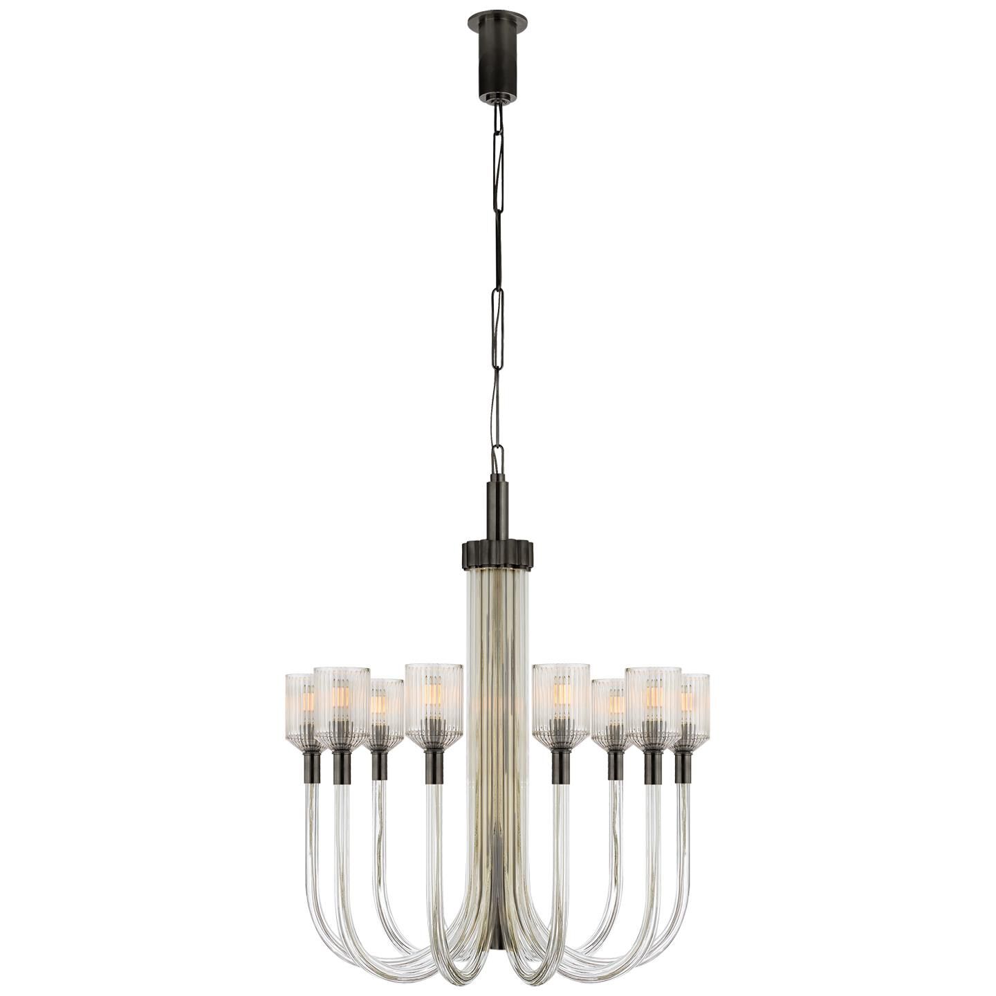 Shown in Clear Ribbed Glass And Bronze finish