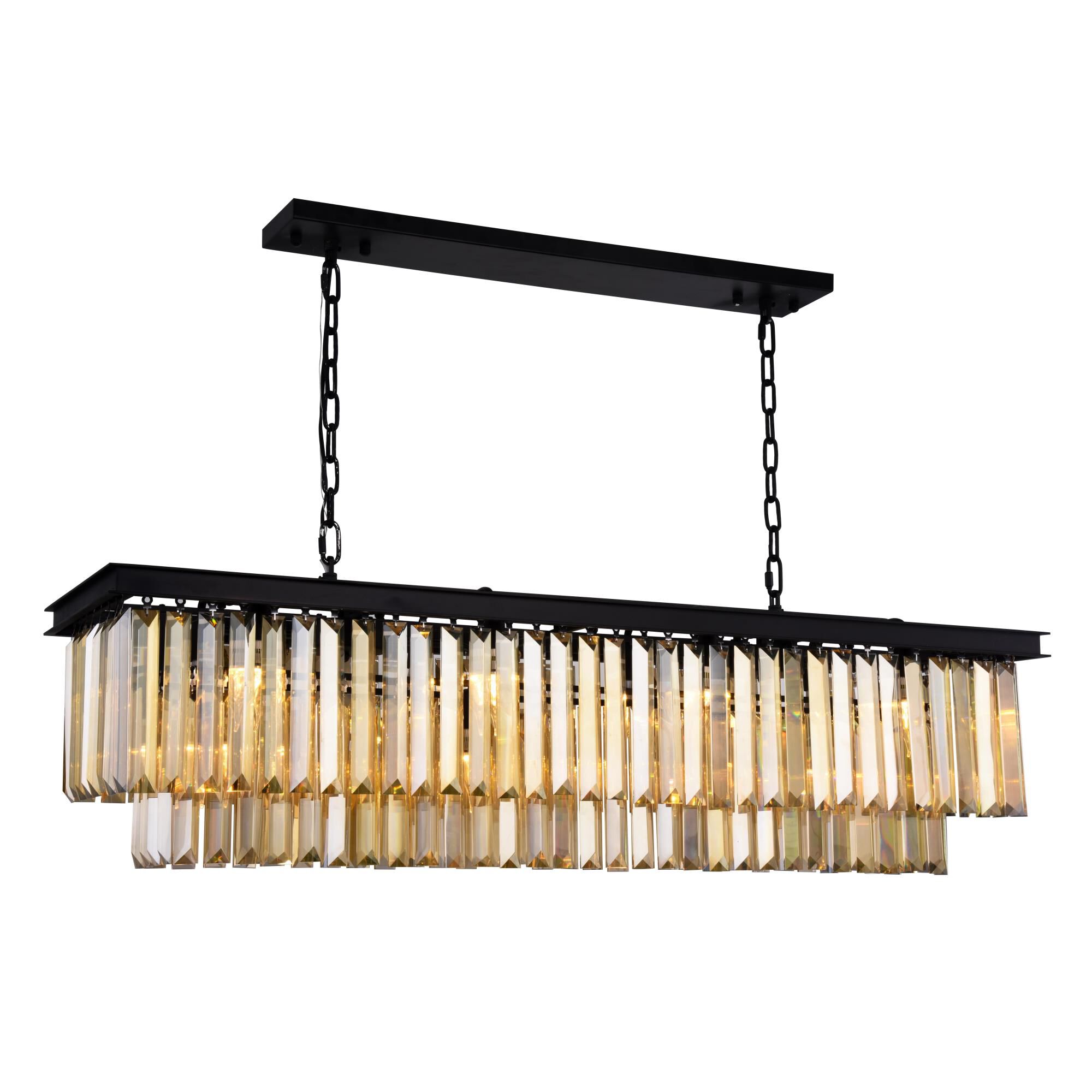 Shown in Matte Black finish and Royal Cut crystal and Golden Teak (Smoky) accent
