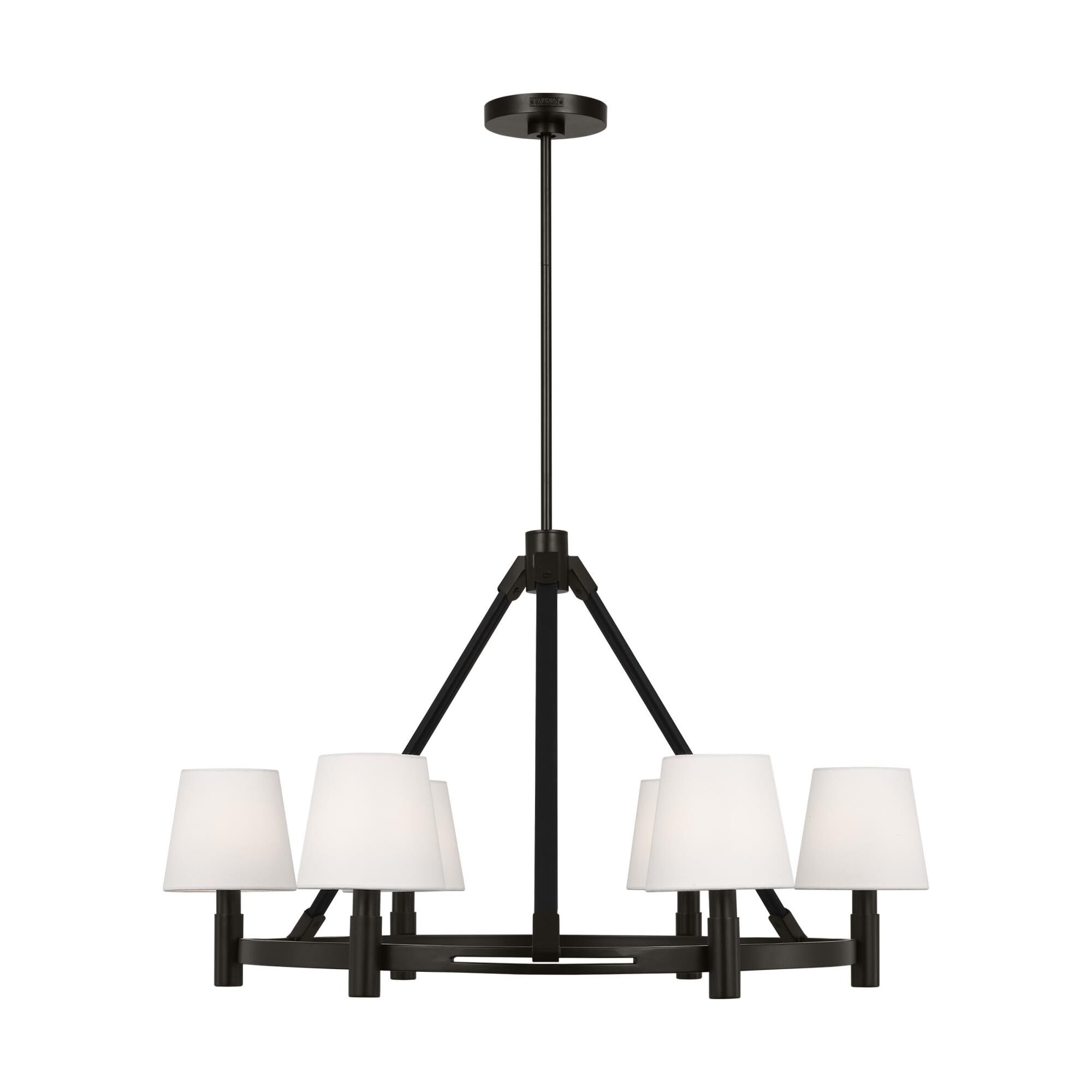 Shown in Aged Iron finish and White Linen shade