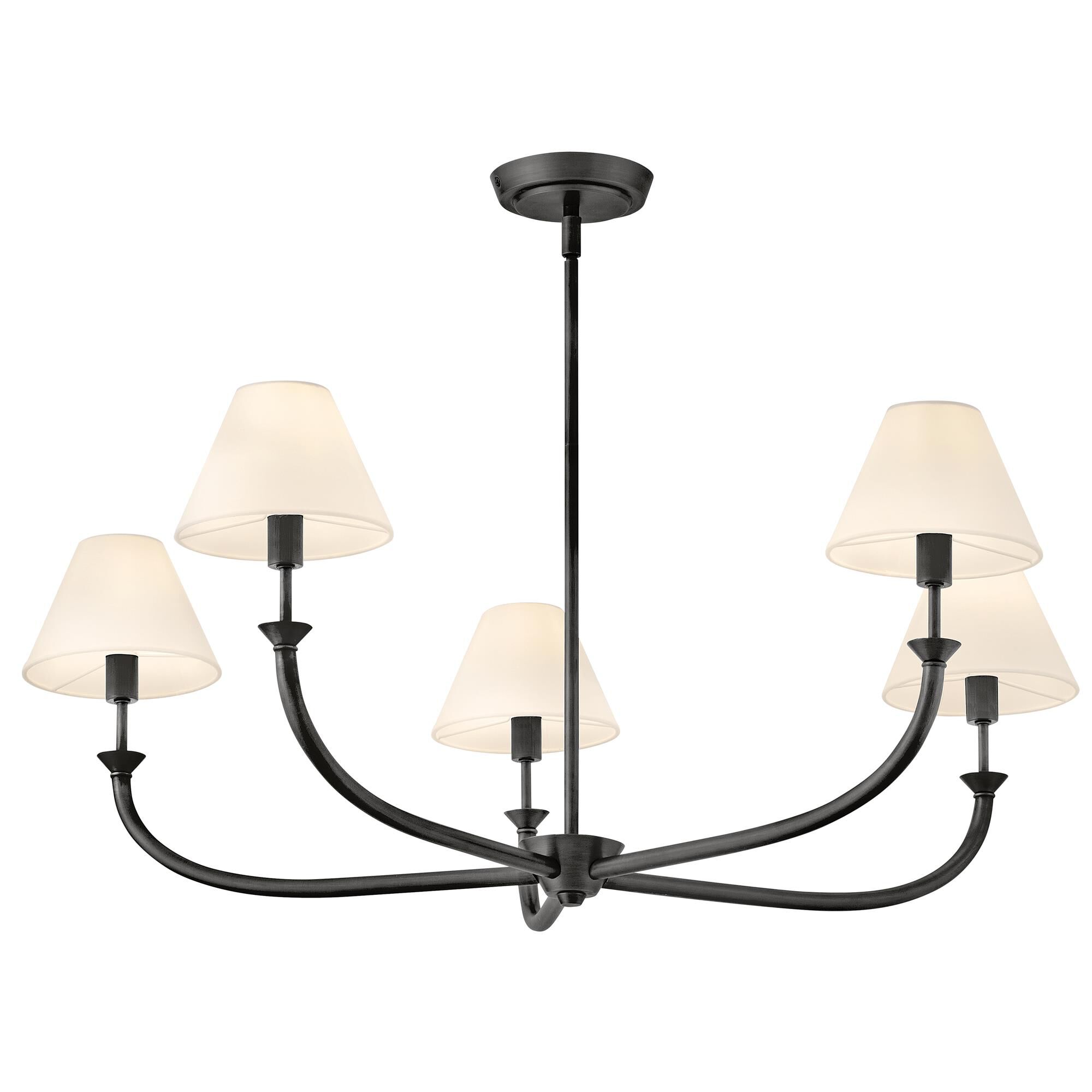 Shown in Blackened Brass finish and Off-White Linen shade